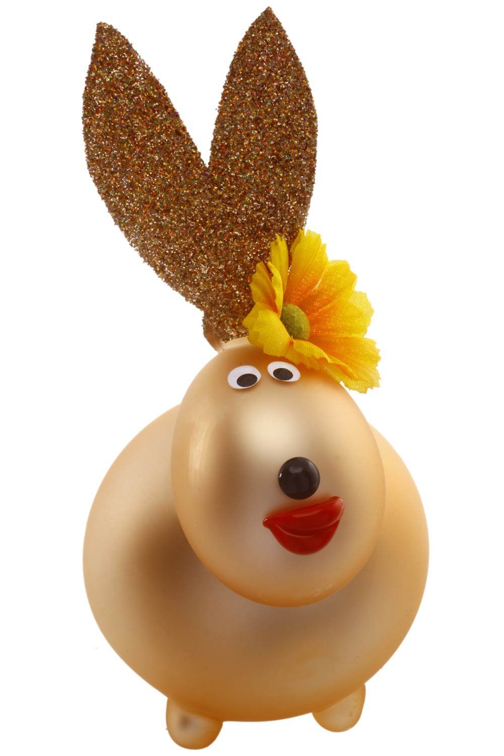 Hamburger Weihnachtskontor Osterhase Hase rotgold matt (1-tlg), mundgeblasen - handdekoriert