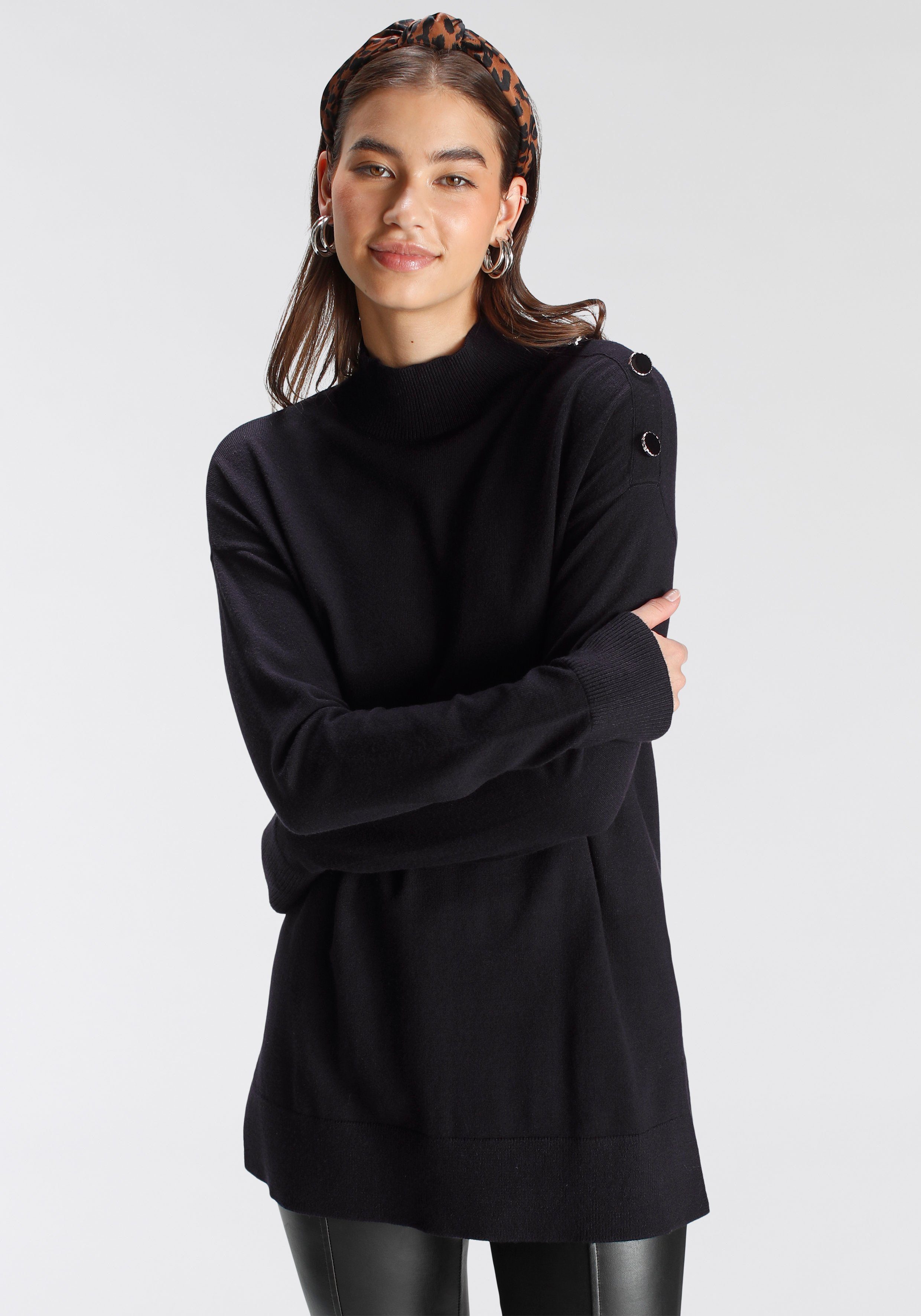 Tamaris Stehkragenpullover mit Knöpfen an der günstig online kaufen