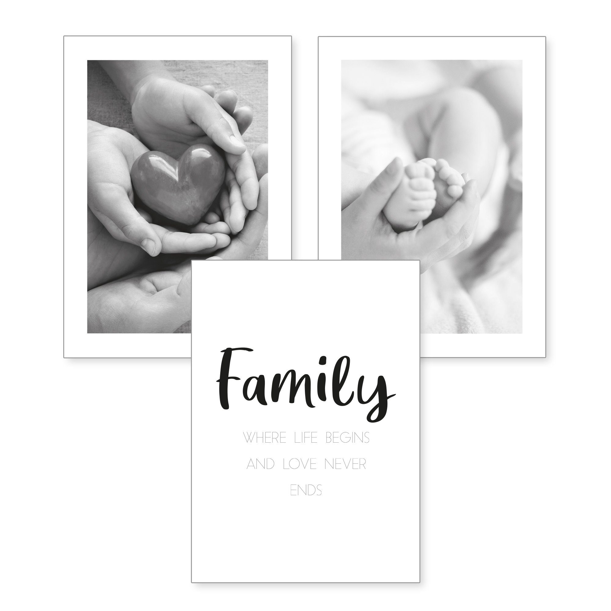 Kreative Feder Poster, Familie, Herz, Liebe, Eltern, Baby, Kind, Geburt