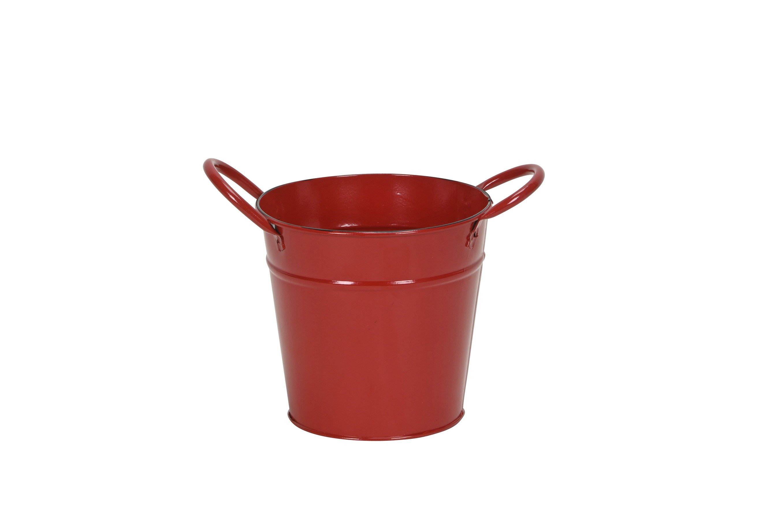 finehomegarden Blumentopf Metall Topf Übertopf Blumentopf Eimer mit Henkel rot Ø13+19cm (1 St), H12+18cm Pflanzgefäß 2Größen wählbar