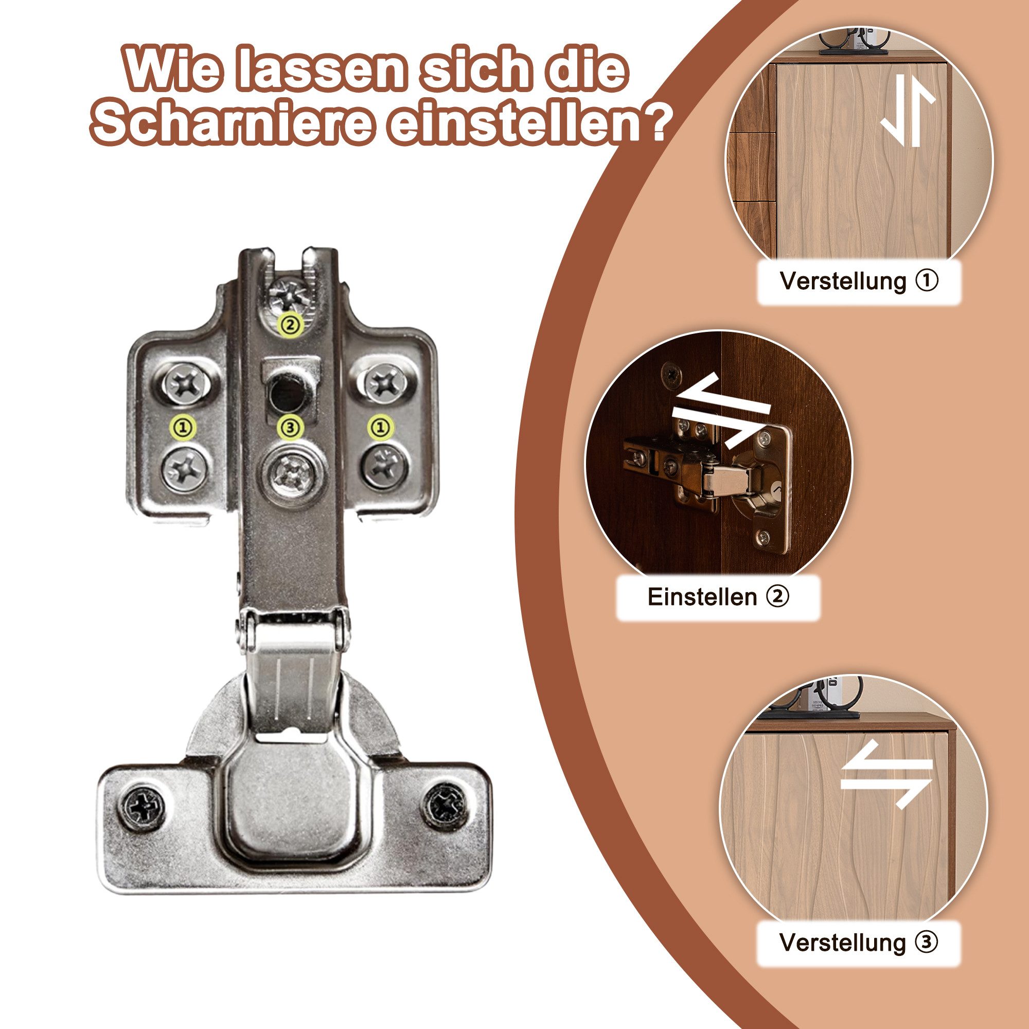 MODFU Sideboard Mid Century Modern Dekorativer Schrank (Kommode, Anrichte, Wohnzimmerschrank, Aufbewahrungsschrank, 1 St., 3 Schubladen, 2 Türen), einteilige Aussparung, 2 verstellbare Regalebenen