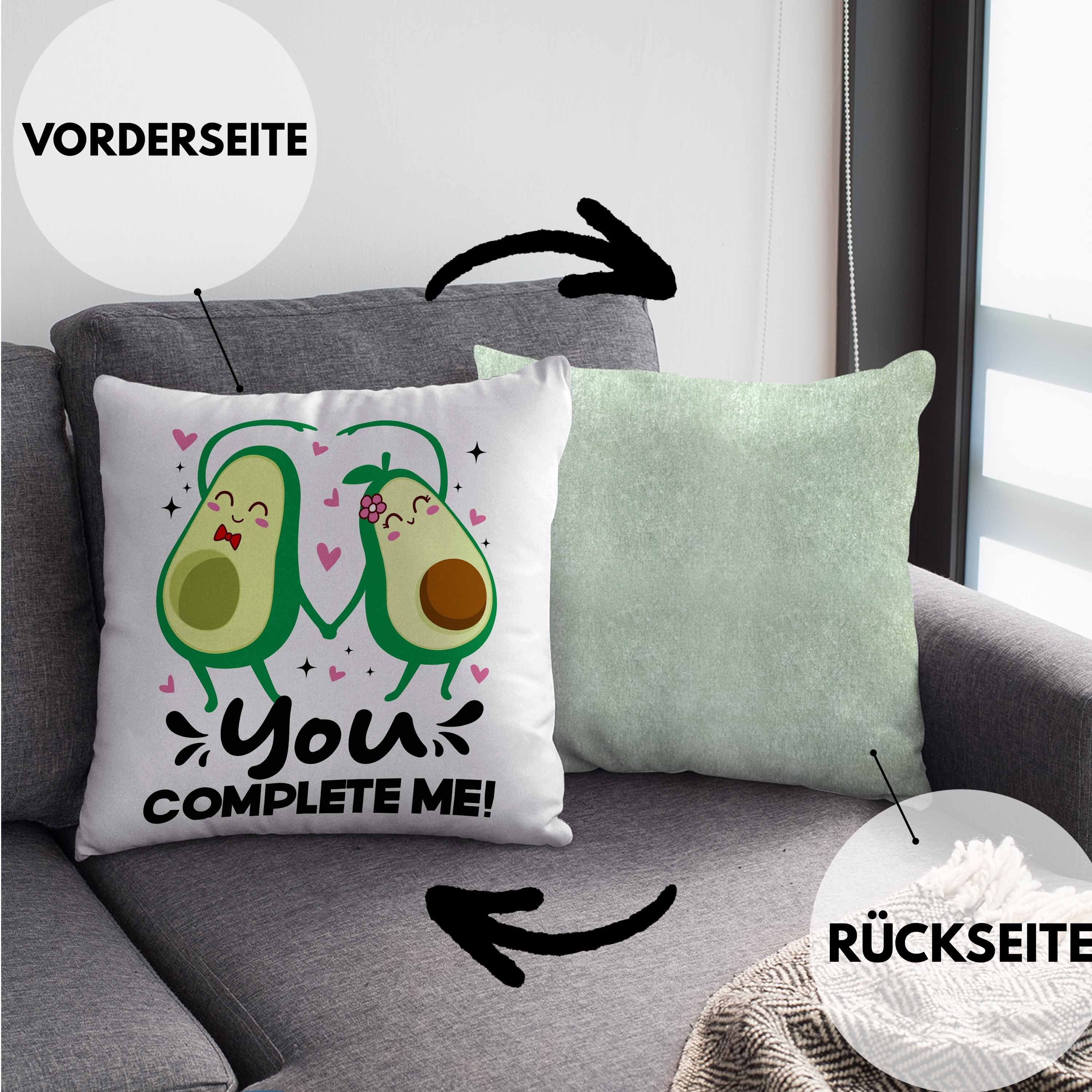 Geschenk mit Trendation 40x40 Freundin Beste Lustiger Liebe Avokado Füllung Complete You Dekokissen Kissen Spruch Trendation Paare Grün - Dekokissen Me