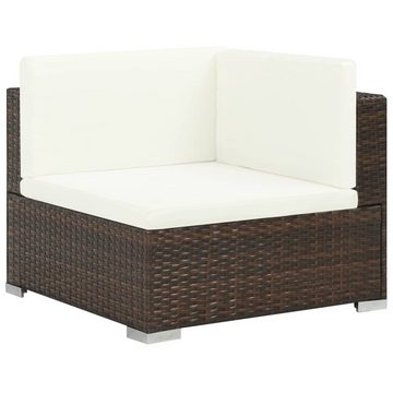 vidaXL Gartenlounge-Set 6-tlg. Garten-Lounge-Set mit Auflagen Poly Rattan Braun, (6-tlg)