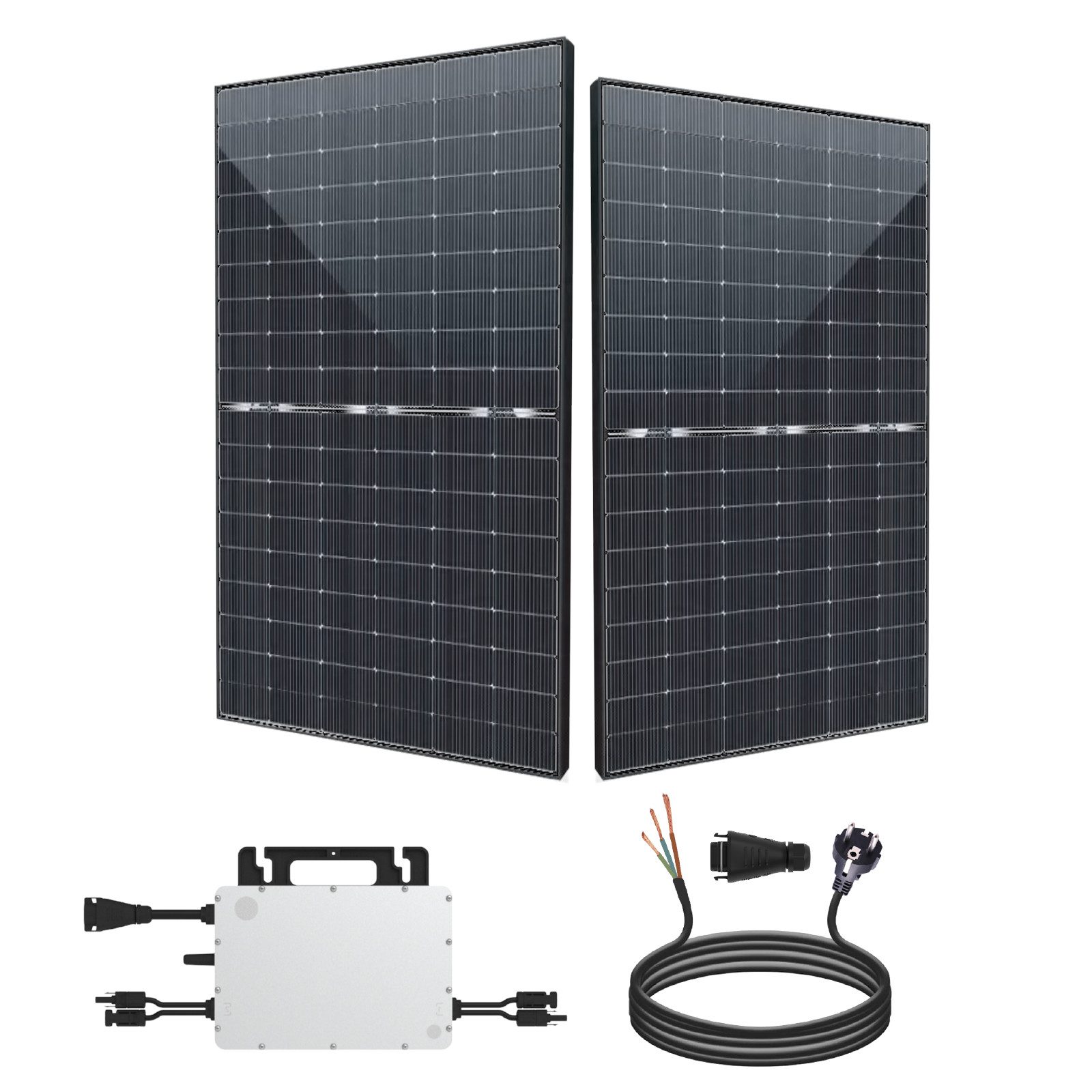 EPP.Solar Solaranlage 880W/800W Balkonkraftwerk inkl Sunpro 440W Bifazial Solarmodule, Monokristalline, (Plug & Play Komplettset mit Hoymiles HMS-800-2T Upgradefähiger von 600W auf 800W WLAN Mikrowechselrichter mit 10m Kabel)