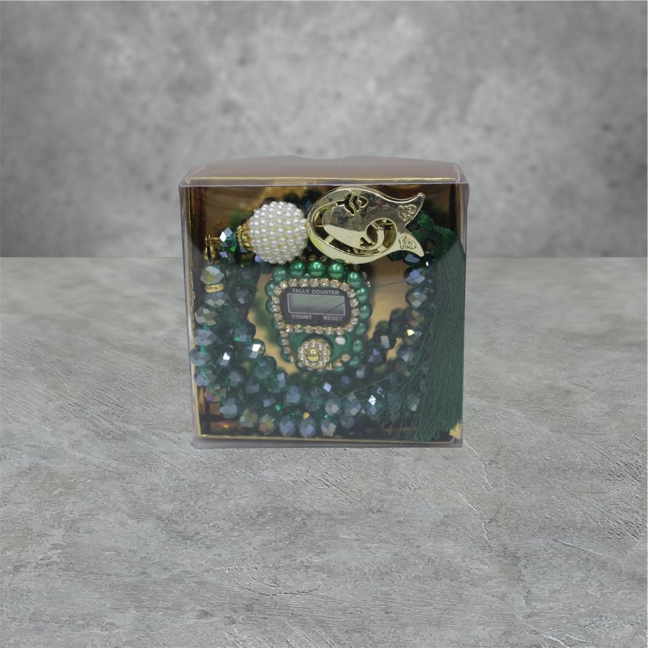 Aymasal Perlenketten-Set 2er Kristall 99 Gebetskette & Handzähler Strass Dhikr Geschenkset Set, 99 hochwertige Kristallperlen, Ideales Geschenk Konvertierung, Islam