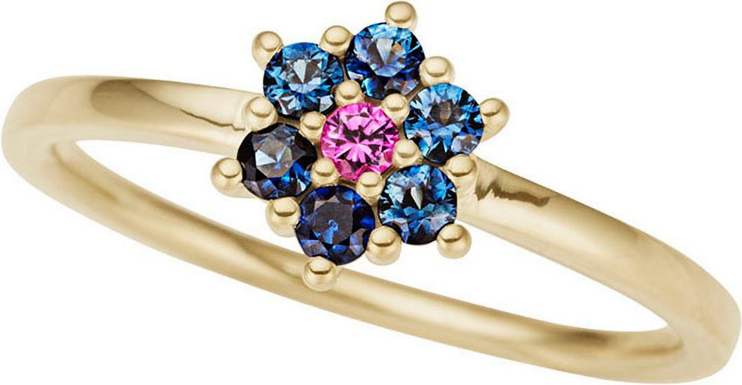 Firetti Fingerring Schmuck Geschenk Gold 333 Damenring Goldring Blume Edelstein, mit Rubin, Saphir