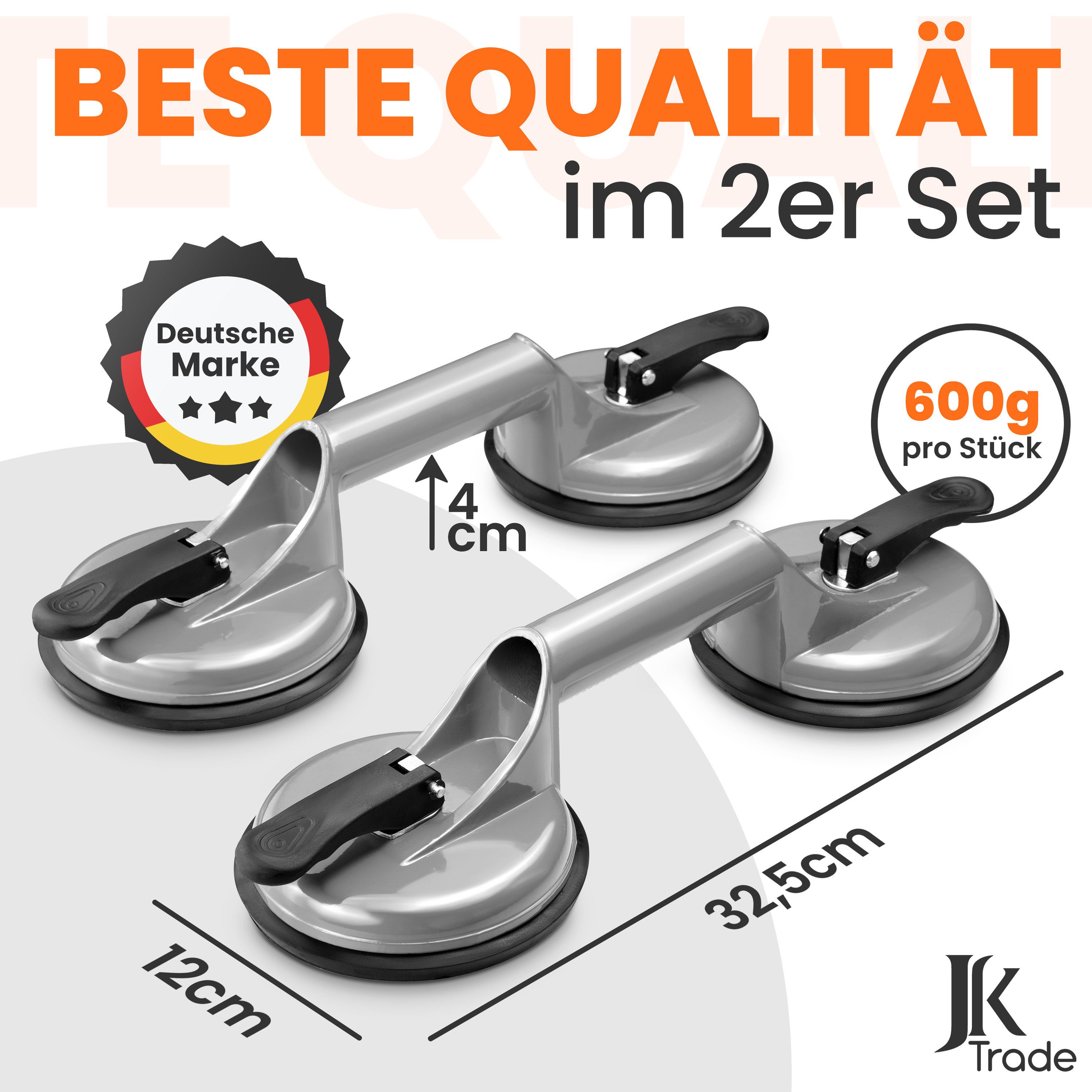 JK Trade Doppelsaugheber, max. 120 kg Traglast, Set, -], 2-tlg., Saugheber als ergonomischer & rutschfester Vakuumheber