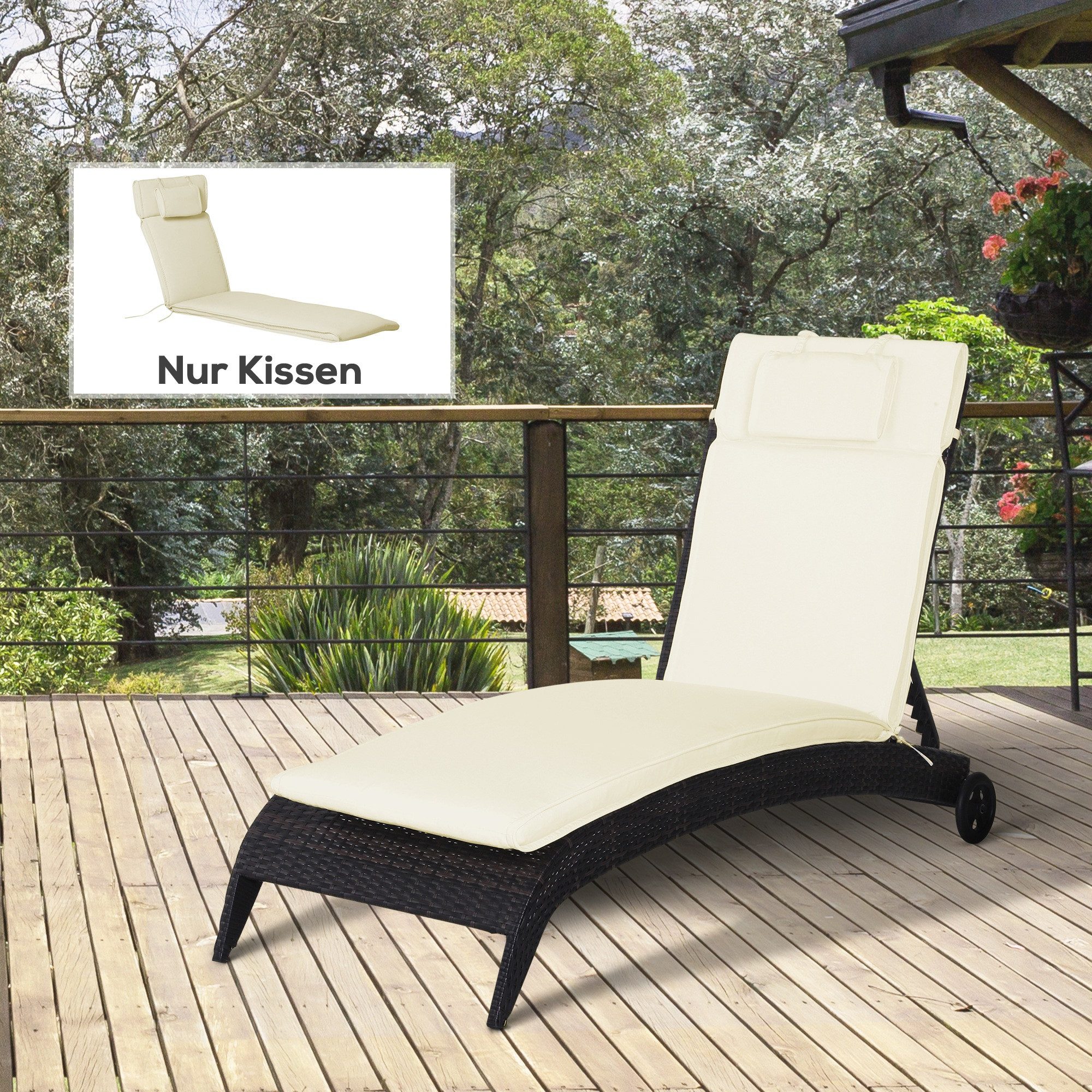 Outsunny Liegenauflage Sonnenliege mit Kopfkissen, Baumwollfaser, günstig online kaufen