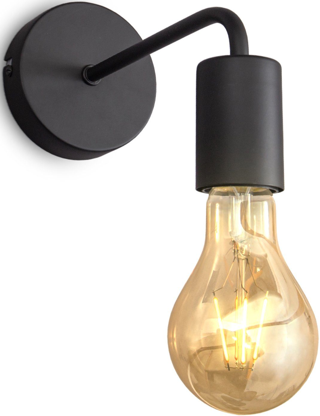 Niedrigster Preis im Land! B.K.Licht Wandleuchte BK_WL1376 Wandlampe, Industrial ohne 1-Flammig, ohne Design, Metall, E27-Fassung, Retro, Leuchtmittel, Leuchtmittel