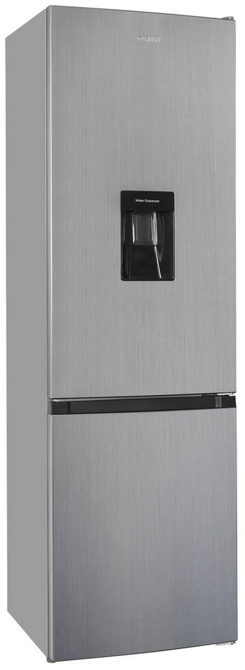 exquisit Kühl-/Gefrierkombination KGC265-70-WS-040D inoxlook, 179,5 cm hoch, 55 cm breit, 260 Liter Nutzinhalt, Wasserspender, 4 Sterne Gefrieren