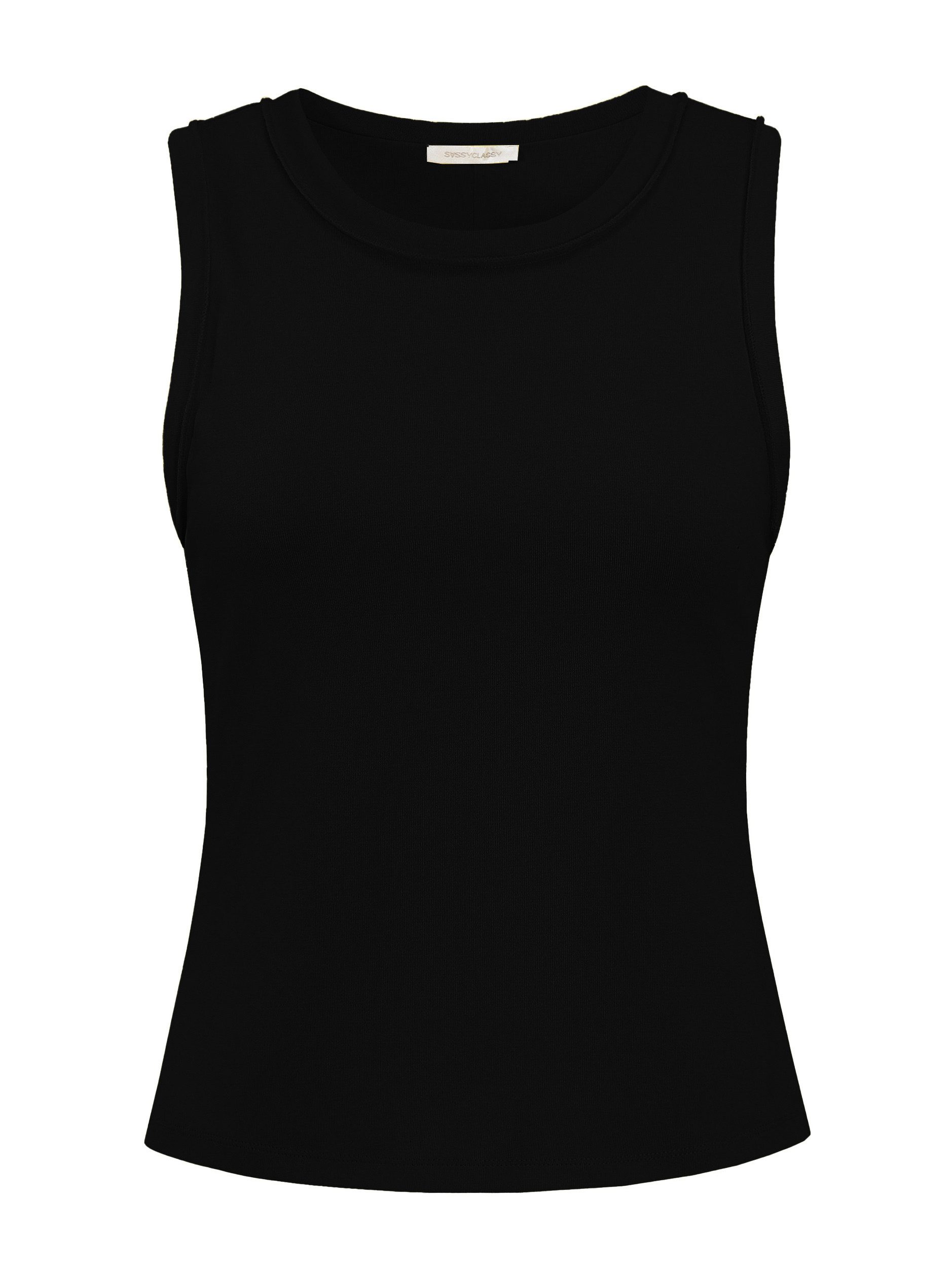 SASSYCLASSY T-Shirt Tank Top mit Außennähten Damen anliegendes Top mit Rund günstig online kaufen