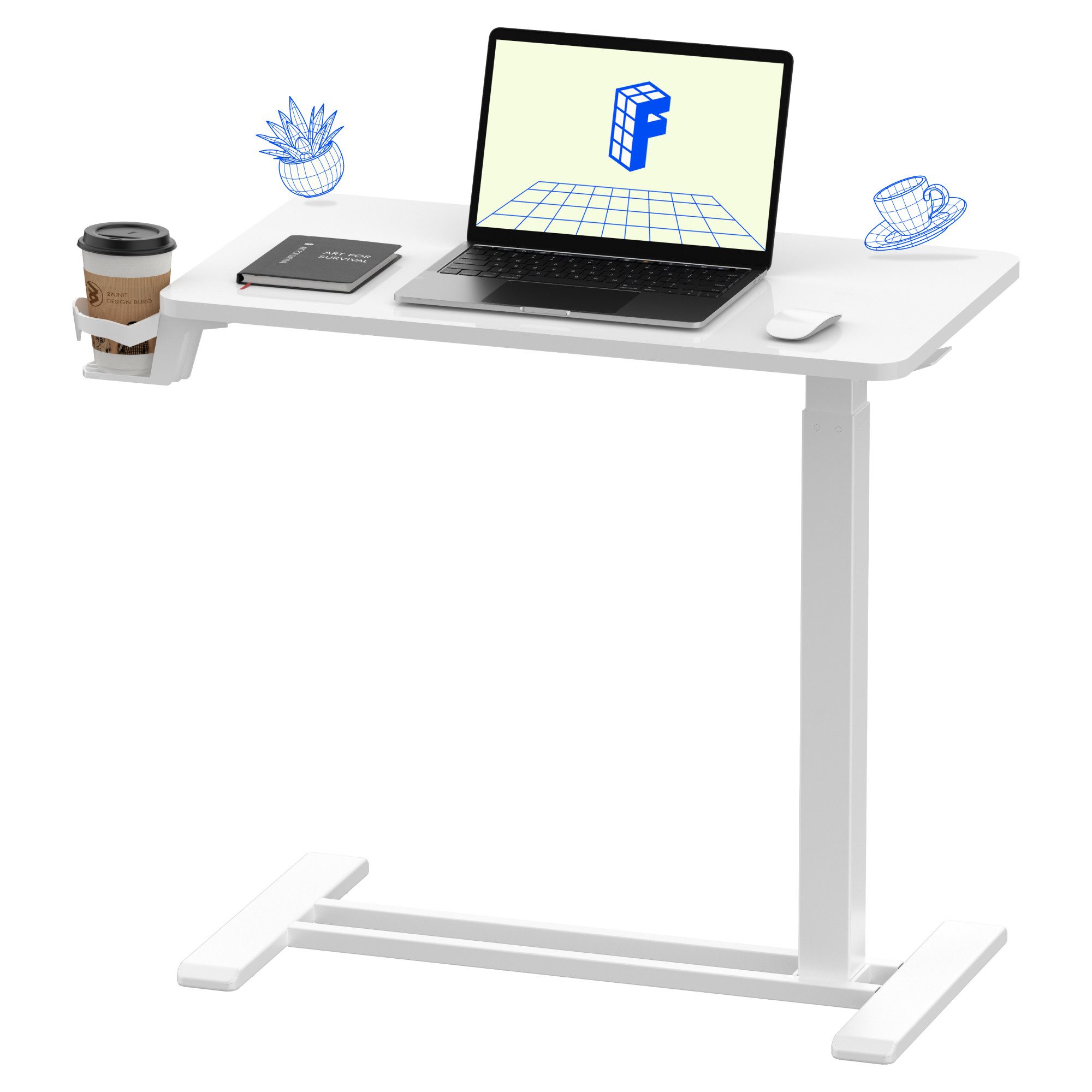 FLEXISPOT Beistelltisch Höhenverstellbar Betttisch, Laptoptisch (C-Form, ideal für Sofa, Bett & Lesestunden), mit stufenloser Höhenverstellung, 360° Rollen & einfacher Montage