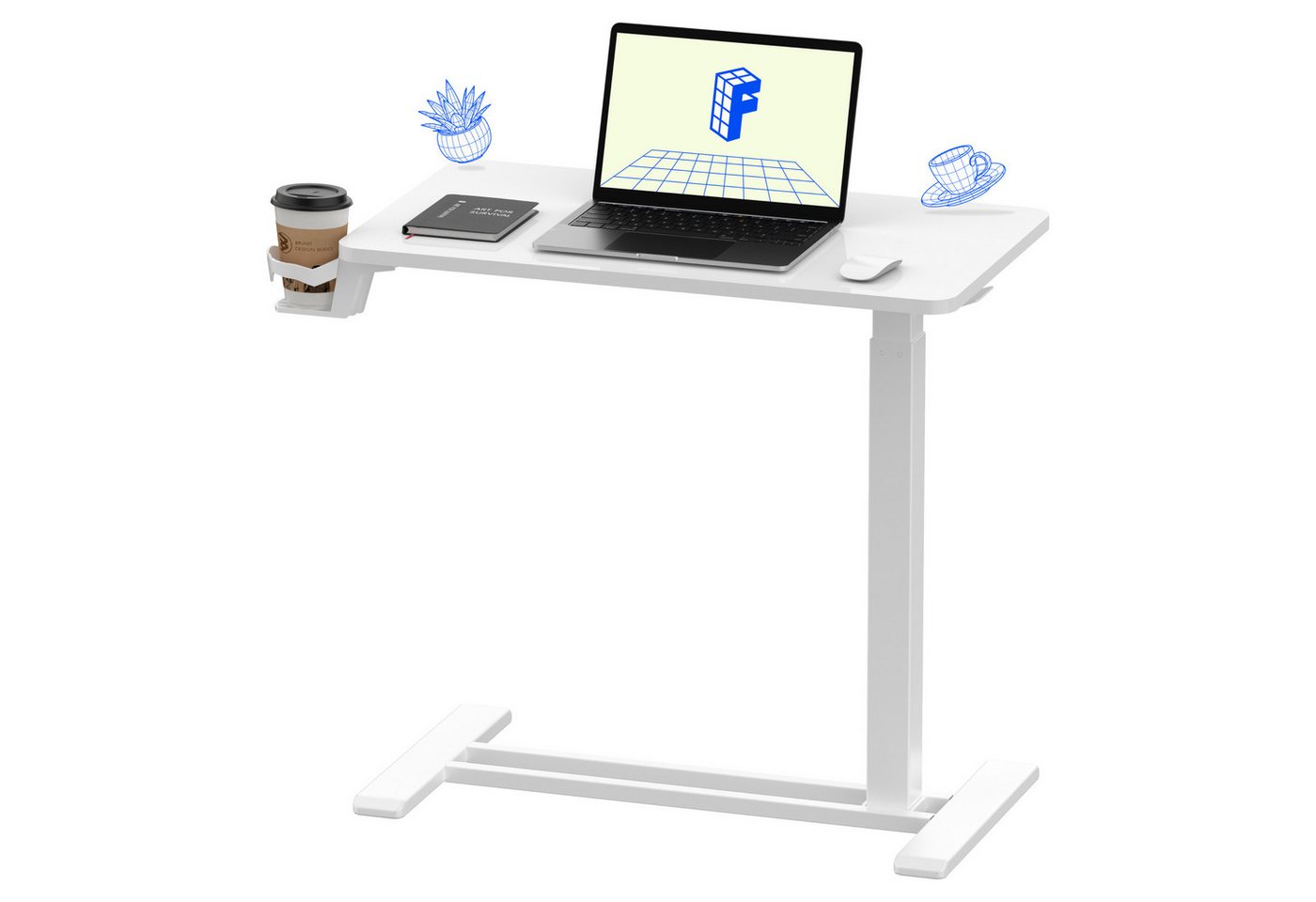 FLEXISPOT Beistelltisch Höhenverstellbar Betttisch, Laptoptisch (C-Form, ideal für Sofa, Bett & Lesestunden), mit stufenloser Höhenverstellung, 360° Rollen & einfacher Montage