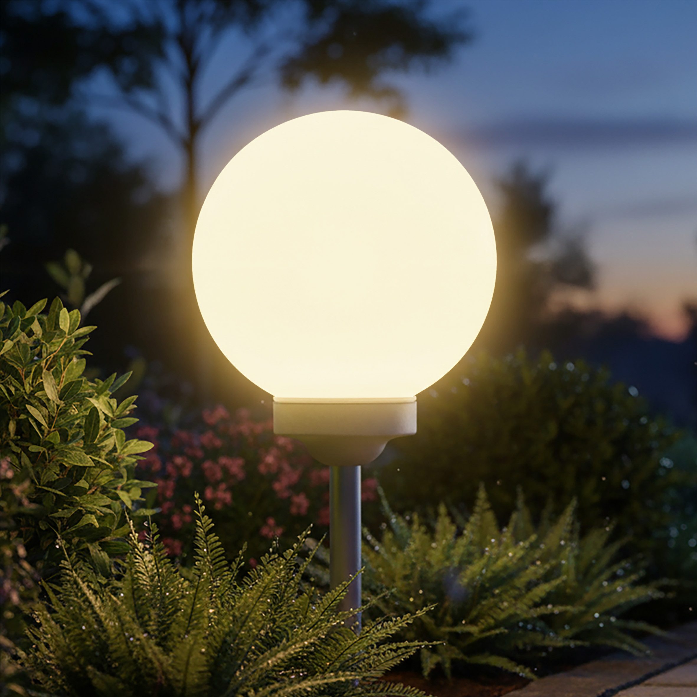 Spetebo Kugelleuchte Solarlampe Kugel warm weiß mit Erdspieß höhenverstellbar, Ein-/Ausschalter, LED, warm weiß