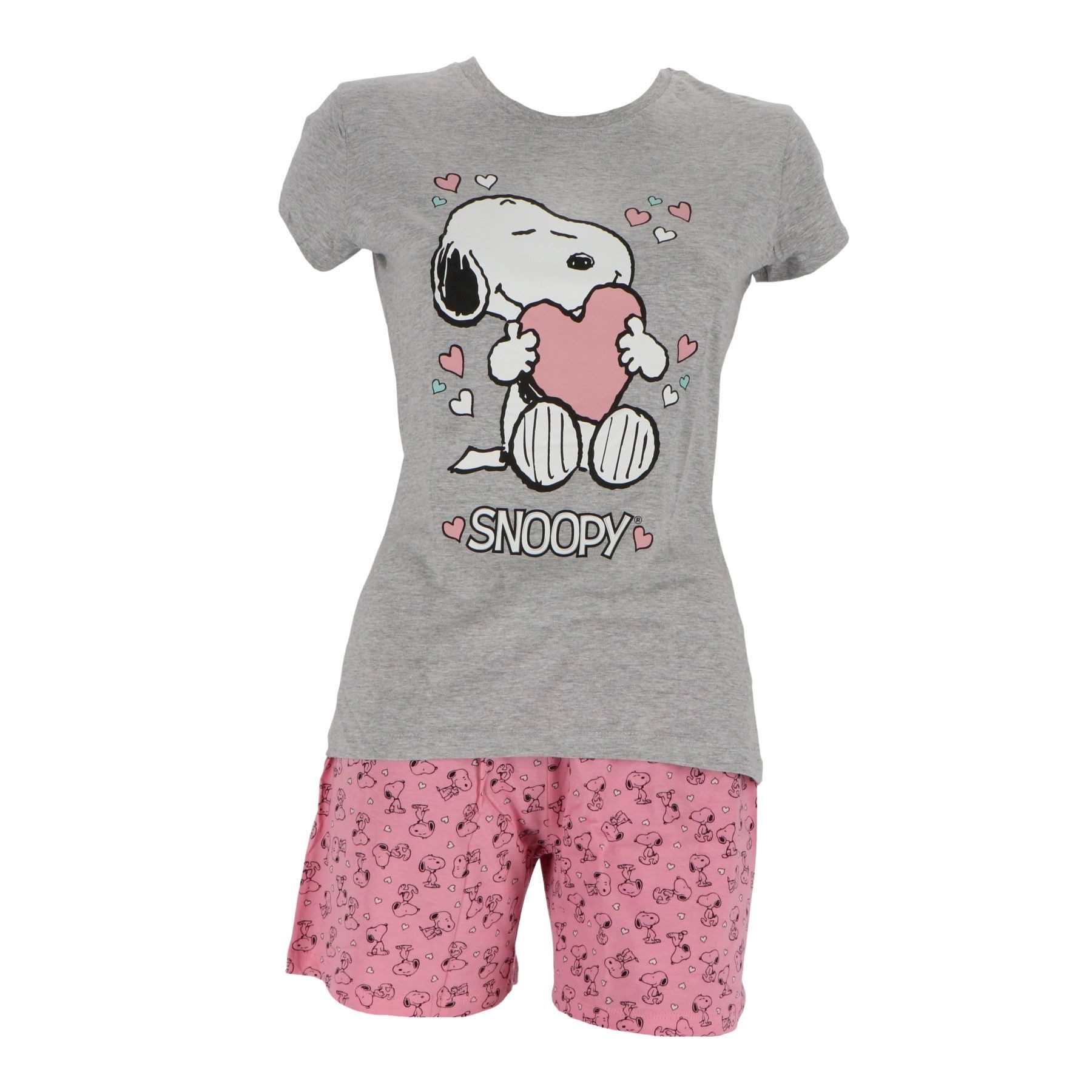 Snoopy Nachthemd mit Shorts für Frauen aus 100% Baumwolle (1x Tshirt, 1x Sh günstig online kaufen