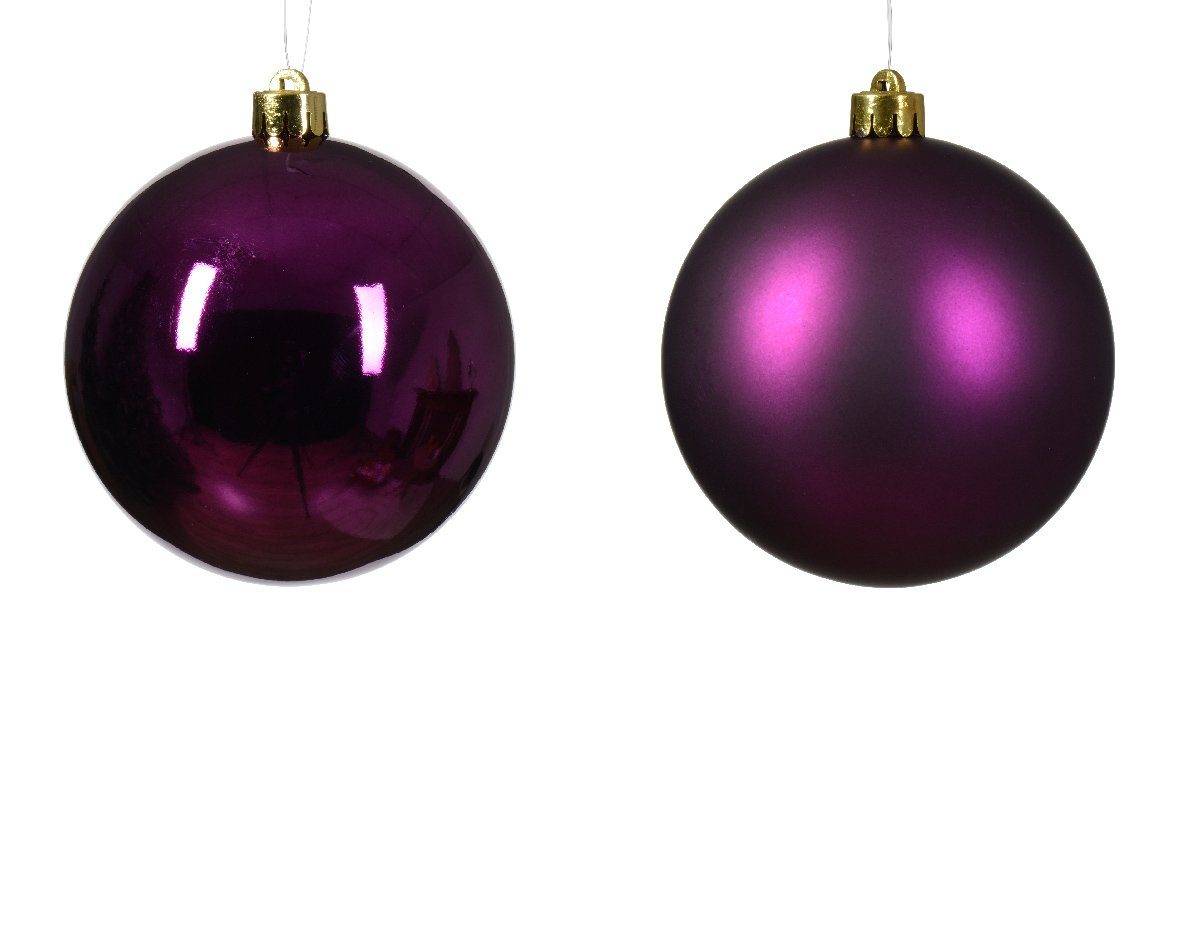 Kunststoff Decoris Violett 10cm decorations Stück 4 season Weihnachtsbaumkugel, Weihnachtskugeln -