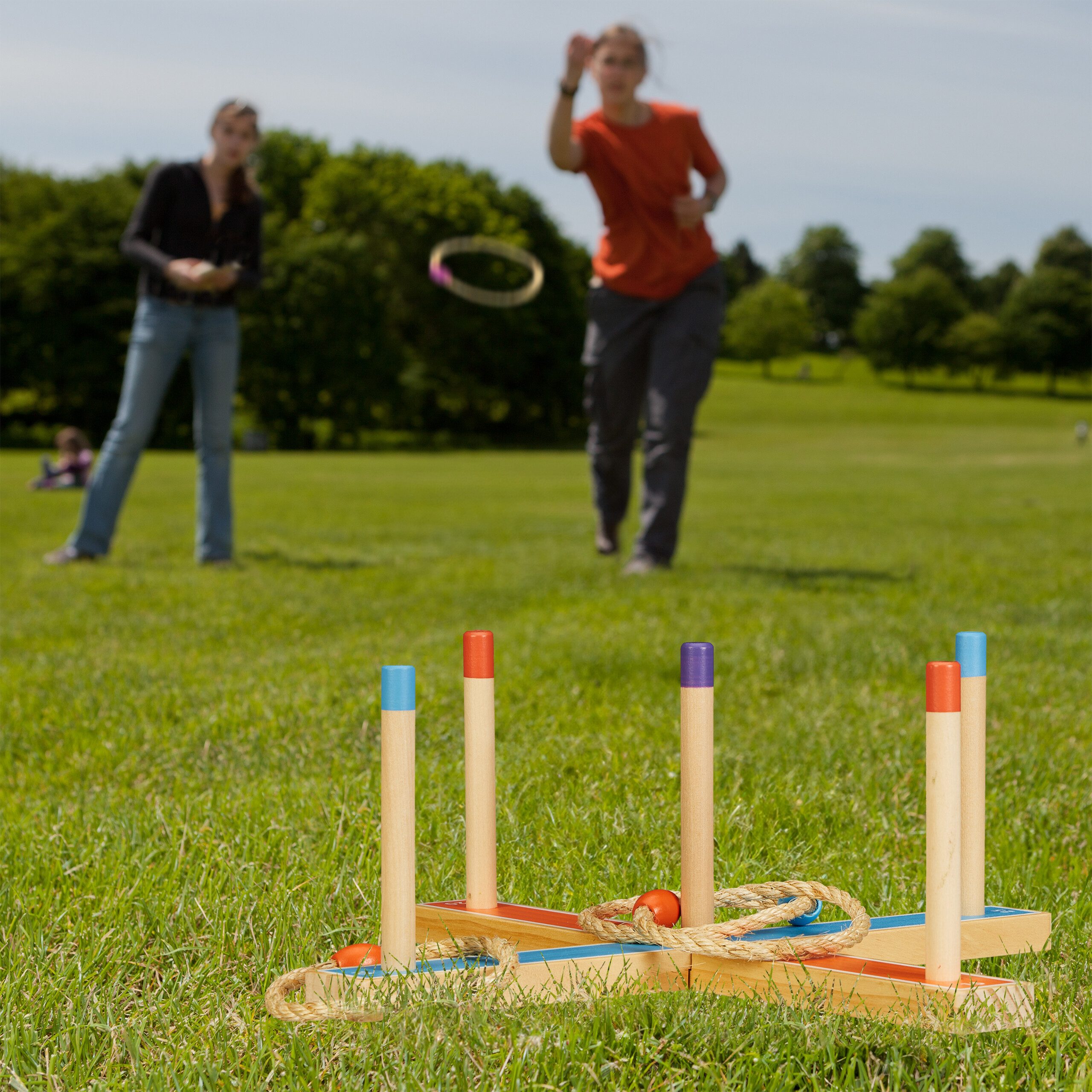relaxdays Spiel Ringwurfspiel aus Holz, Ringwurf