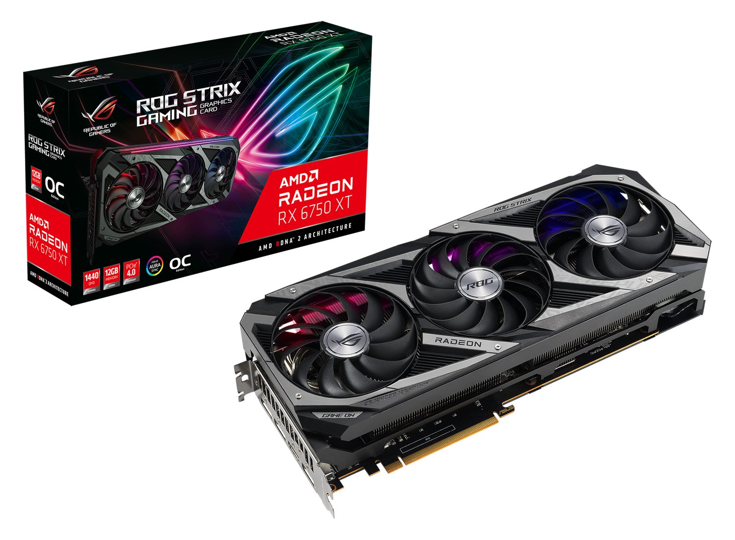 Asus ROG Strix AMD Radeon RX 6750XT OC Edition Grafikkarte (PCIe 4.0 ...