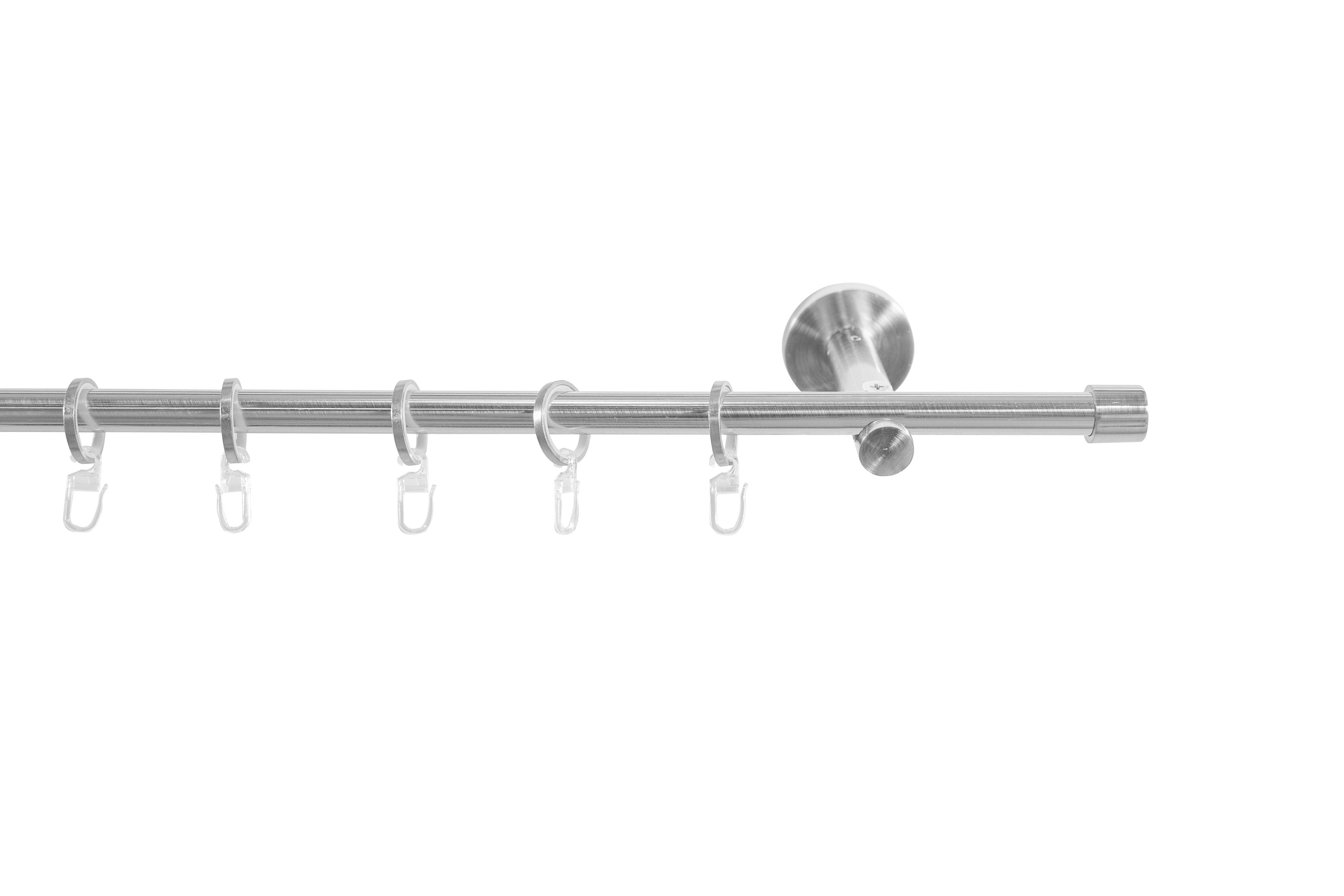 Gardinenstange Stilgarnitur Mailand, SN DECO GROUP, Ø 16 mm, 1-läufig, fixmaß, Verschraubt, Stahl, Komplettset mit Ringen edelstahl optik