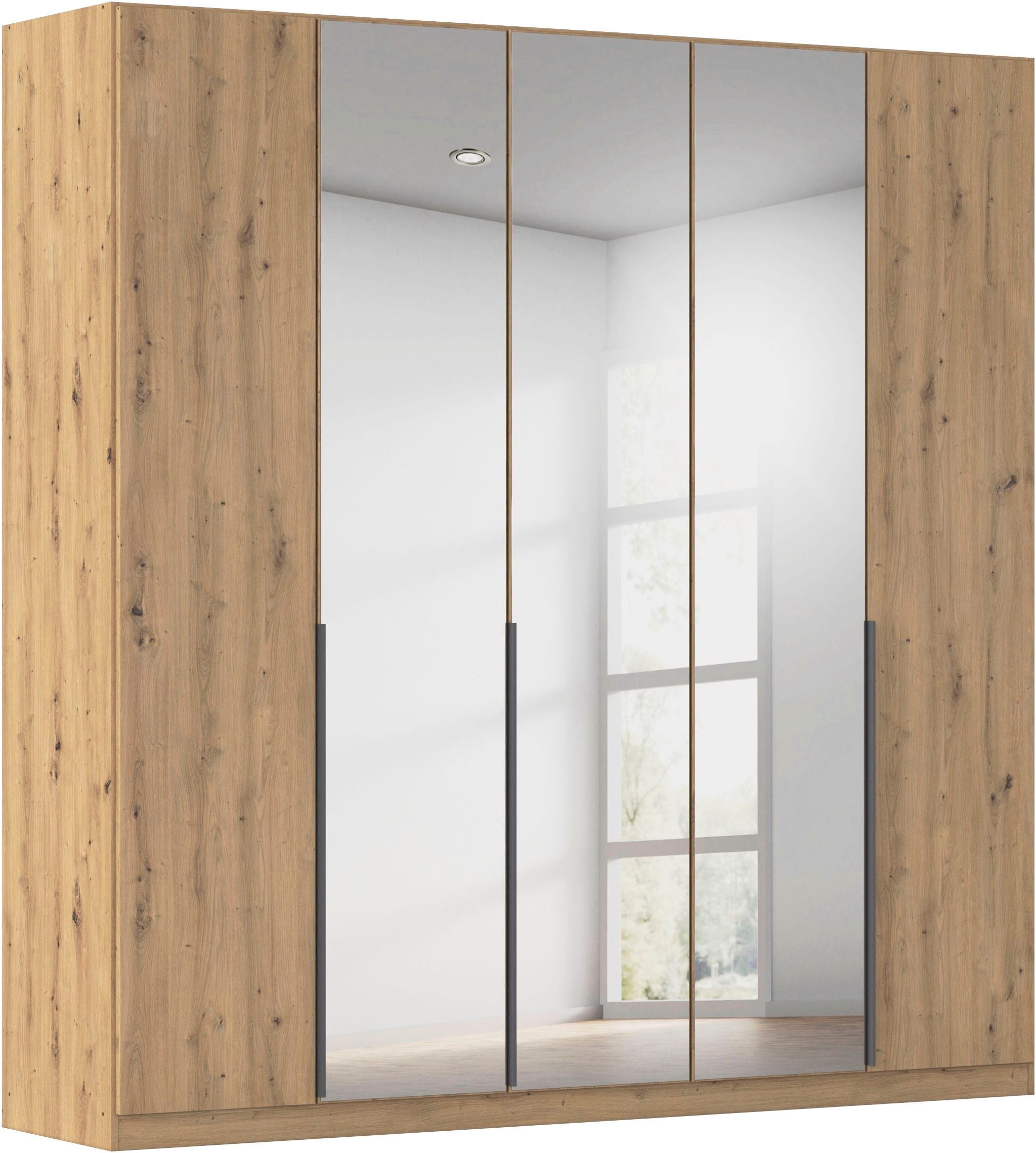 OTTO home Drehtürenschrank Kleiderschrank Schrank Garderobe AGORDO mit Dekor- oder Hochglanzfront (in zwei Griff-Farben, Breiten 91-405 cm) durchdachte Innenausstattung, in 8 Breiten und 2 Höhen MADE IN GERMANY