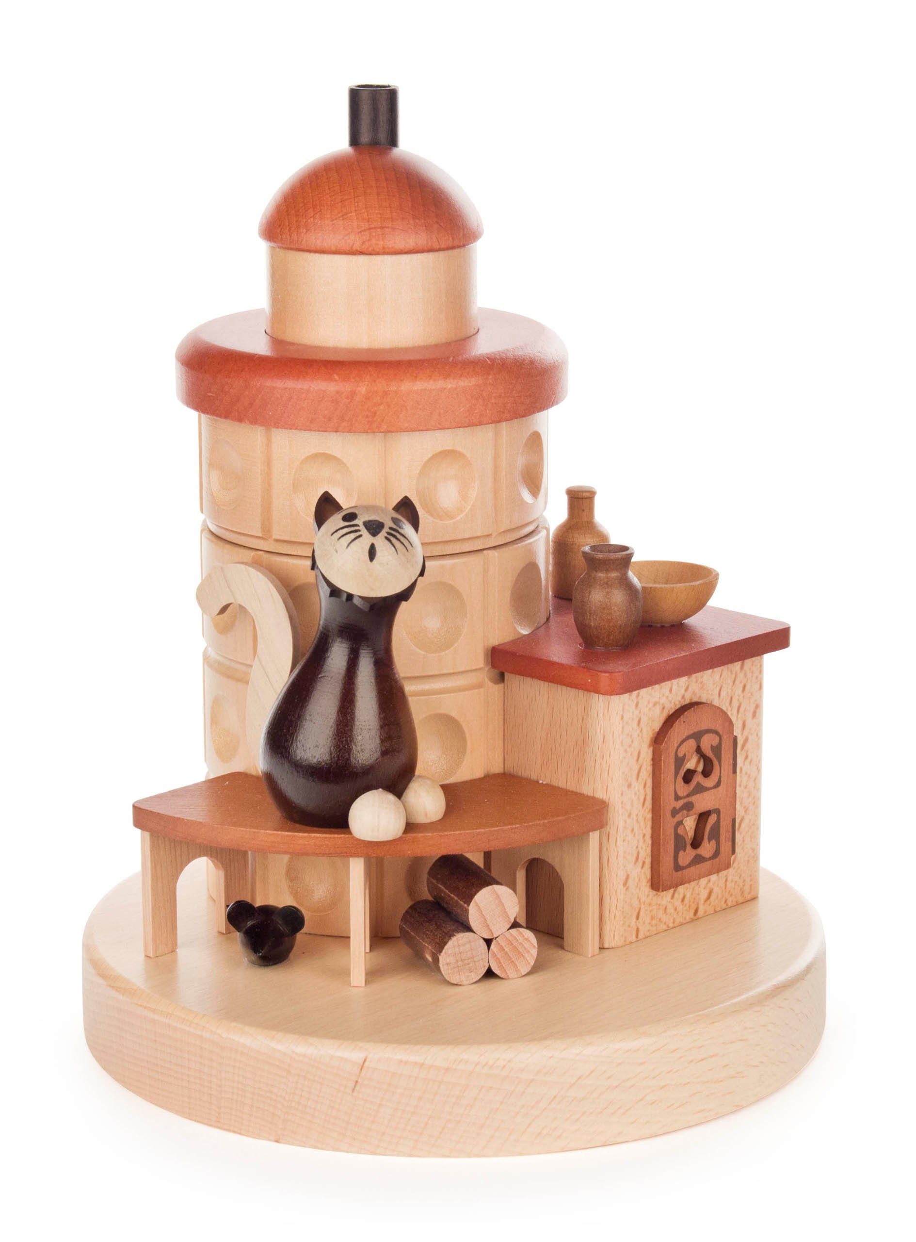 Zeidler Holzkunst Räucherofen Räucherofen Katze Holzkunst aus dem Erzgebirge