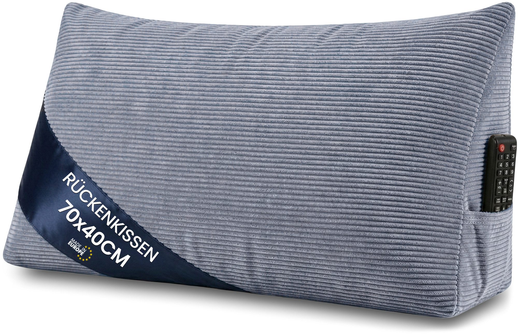 Amazinggirl Rückenkissen Keilkissen Cord Kissen 70x40 cm - Lesekissen für Bett Sofa und Couch