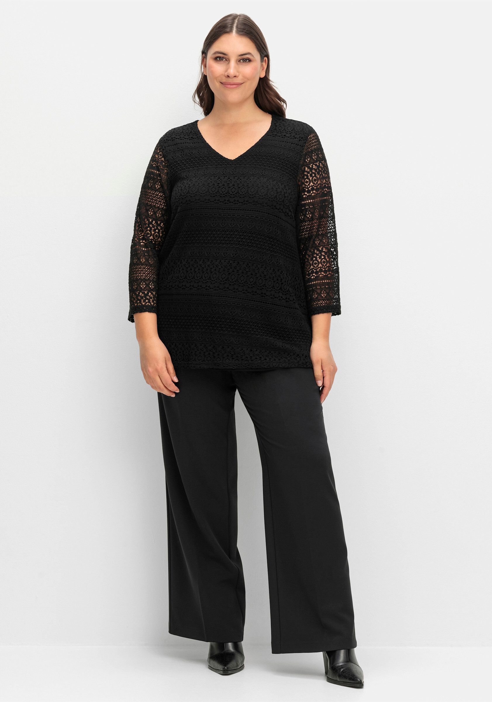 Sheego T-Shirt 3/4-Arm-Shirt . in A-Linie und 3/4-Arm günstig online kaufen