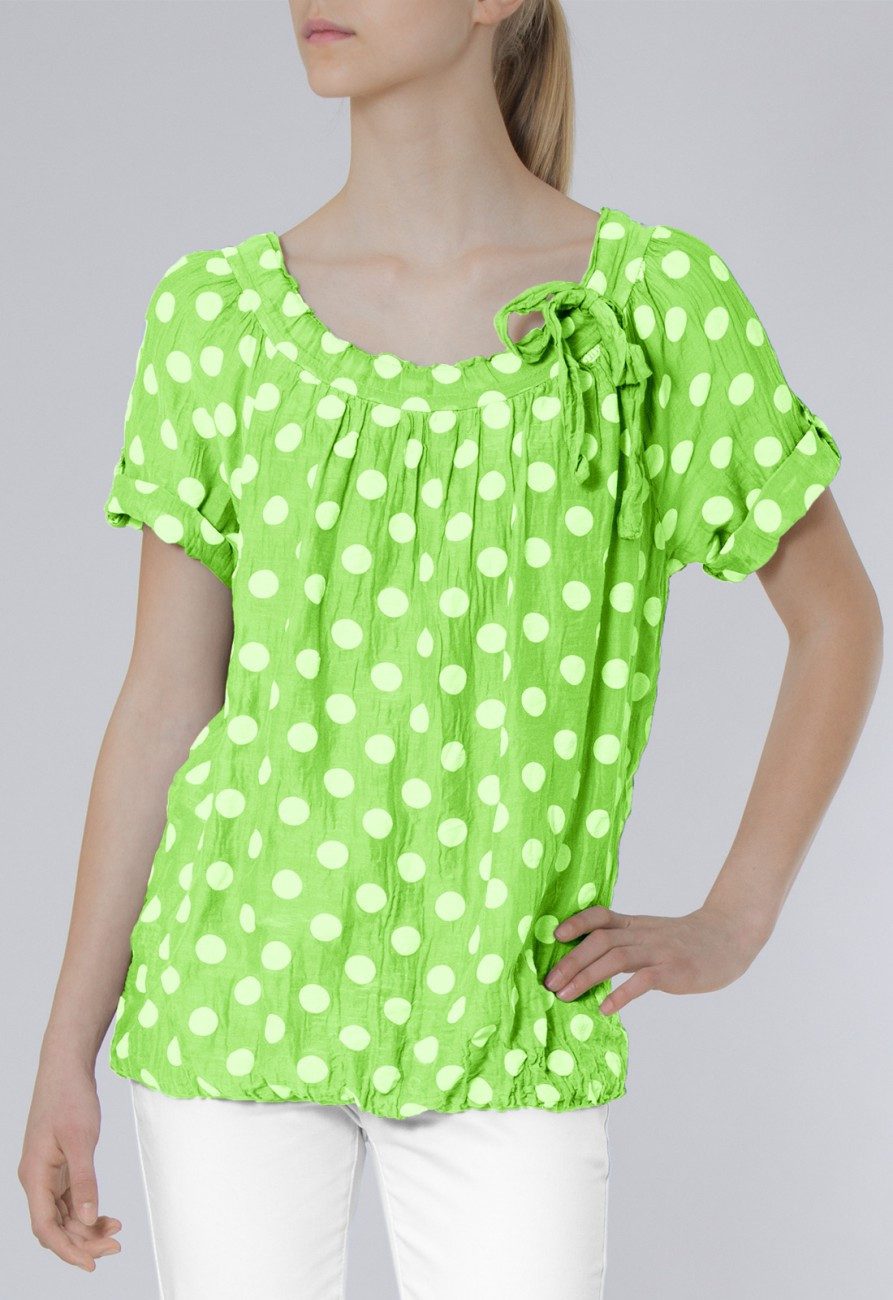 Caspar Shirtbluse BLU001 Damen leichte Sommerbluse mit weißen Punkten