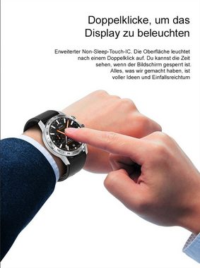 TPFNet SW27 mit Milanaise Armband - individuelles Display Smartwatch (Android), Armbanduhr mit Musiksteuerung, Herzfrequenz, Schrittzähler, Kalorien, Social Media etc. - Silber