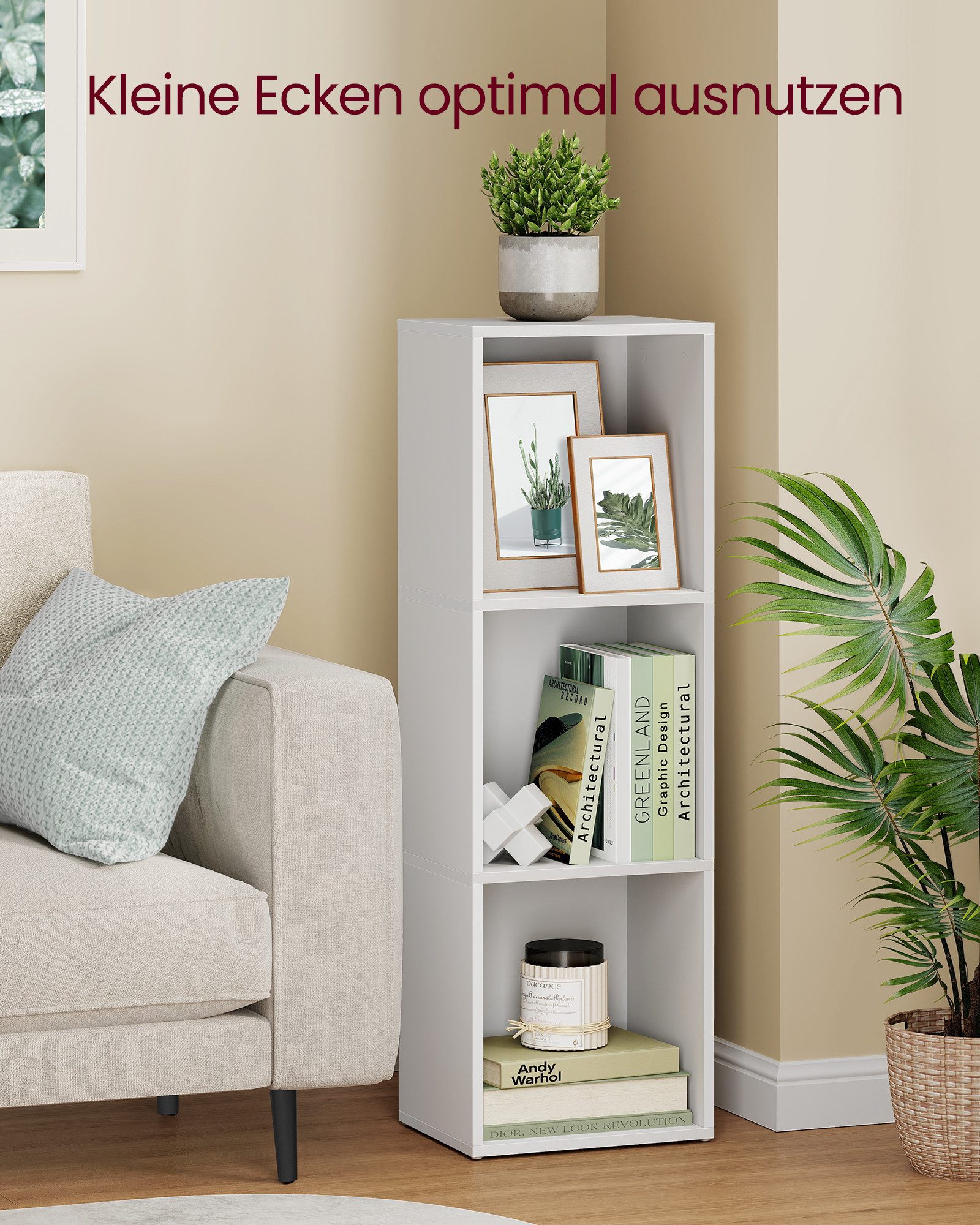 VASAGLE Bücherregal, 3/4-stöckiges Regal, offenes Aufbewahrungsregal, Homeoffice