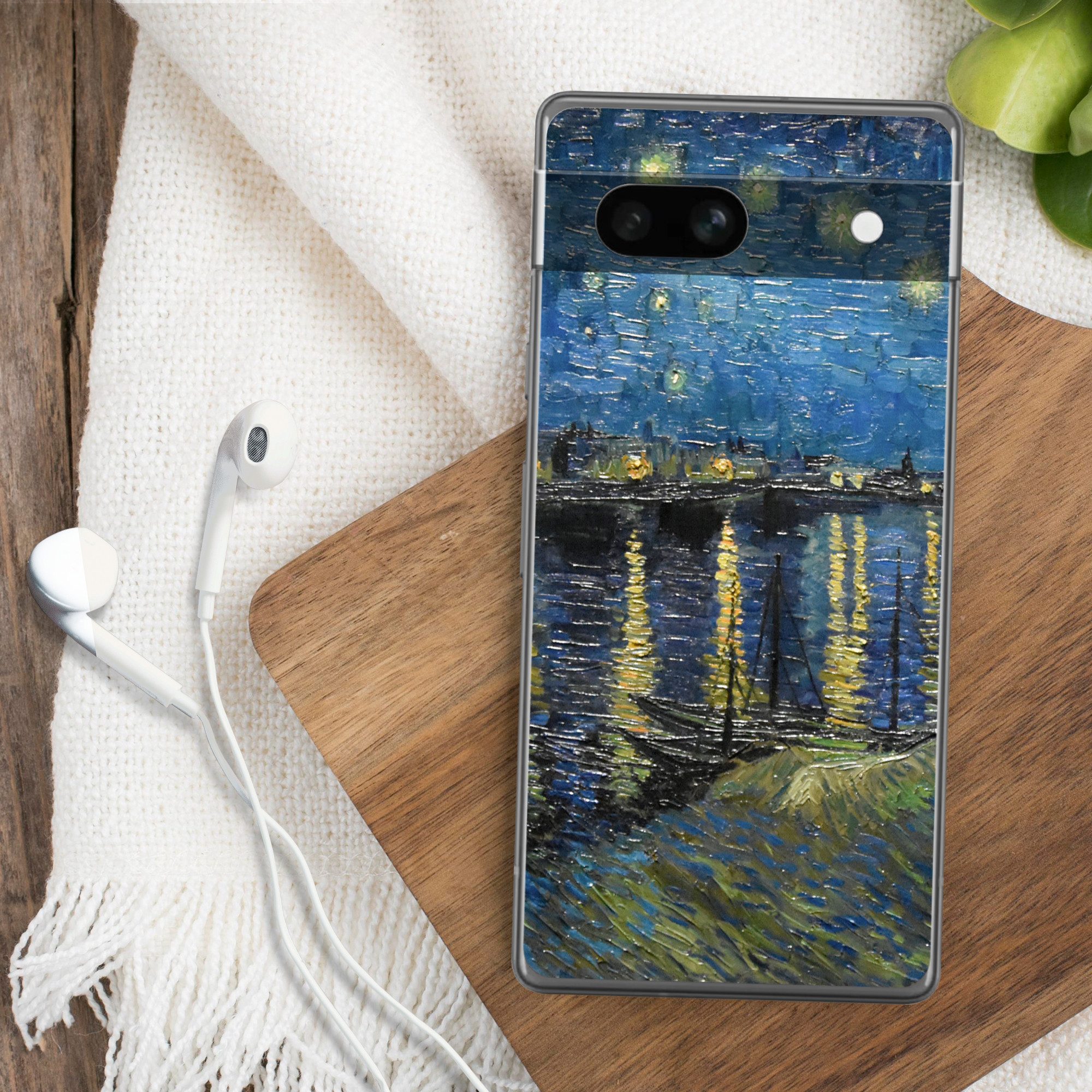 MuchoWow Handyhülle für Google Pixel 7a Sternennacht über der Rhone - Van Gogh - Kunst, Handy Case, Silikon, Bumper Case Dünn