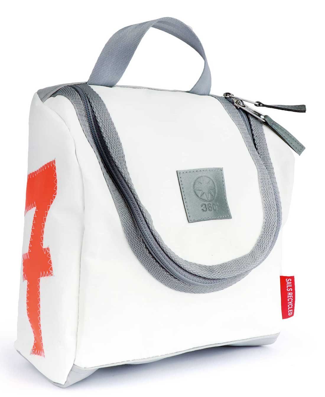 Kulturbeutel Kulturtasche Kulturbeutel Matrose XL Weiss mit Zahl Neon-Orange aus re