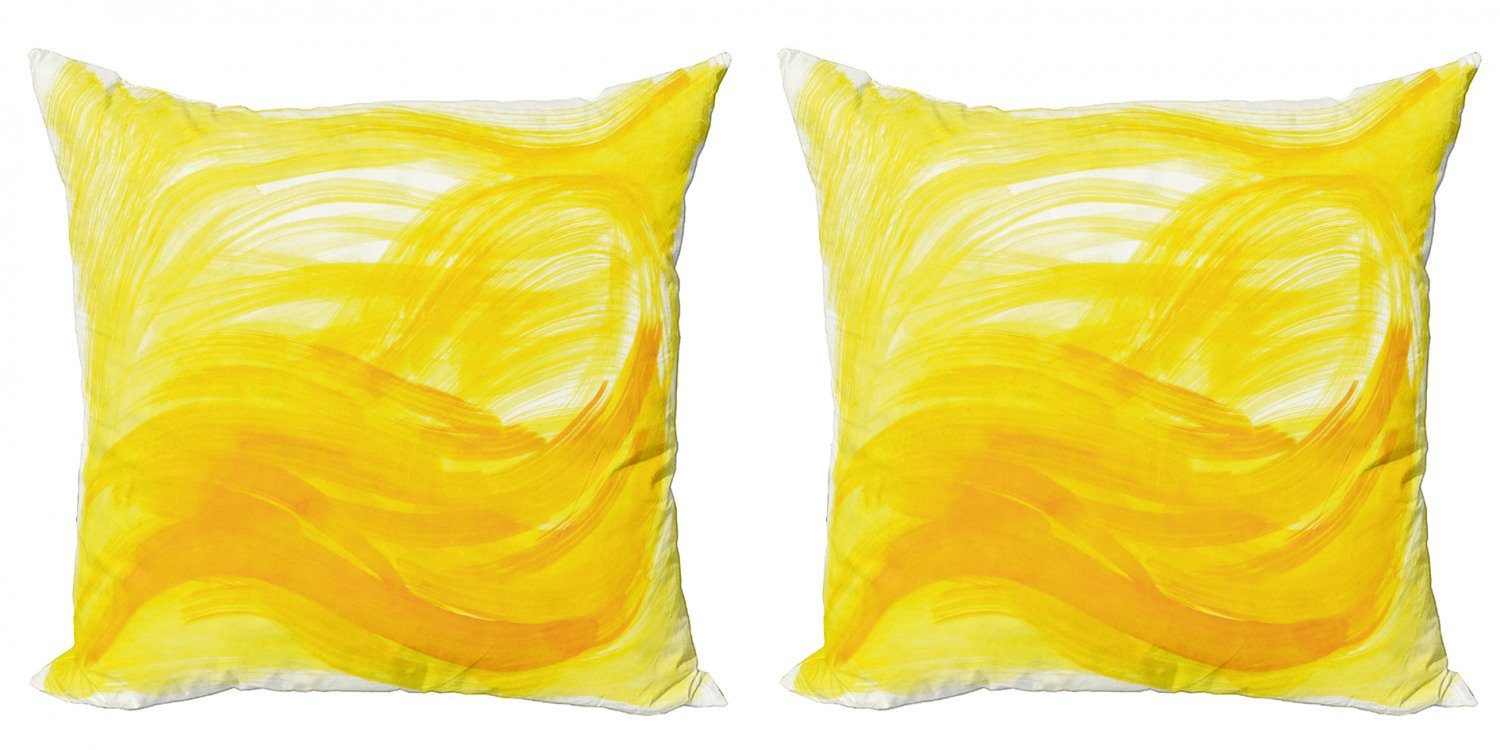 Stück), Digitaldruck, Pinselstriche Doppelseitiger Gelb Weiß und Modern Abakuhaus Kissenbezüge (2 Accent