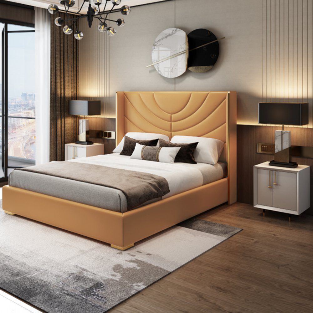 Doppelbett (Bett), Luxus Europe Made Hotel Bett 180x200cm JVmoebel Polster In Design Möbel Bett