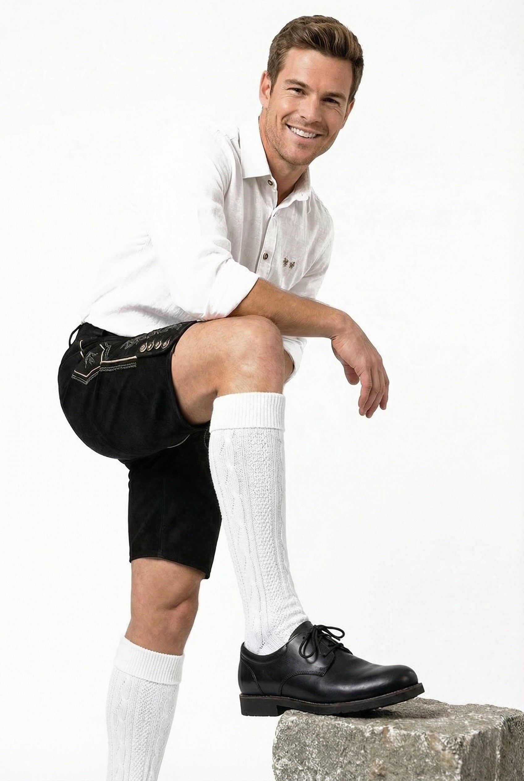 Moschen-Bayern Trachtensocken Trachtenstrumpf Herren Trachtenstrümpfe Trachtenkniestrumpf Weiß aus weicher Baumwoll-Mischung