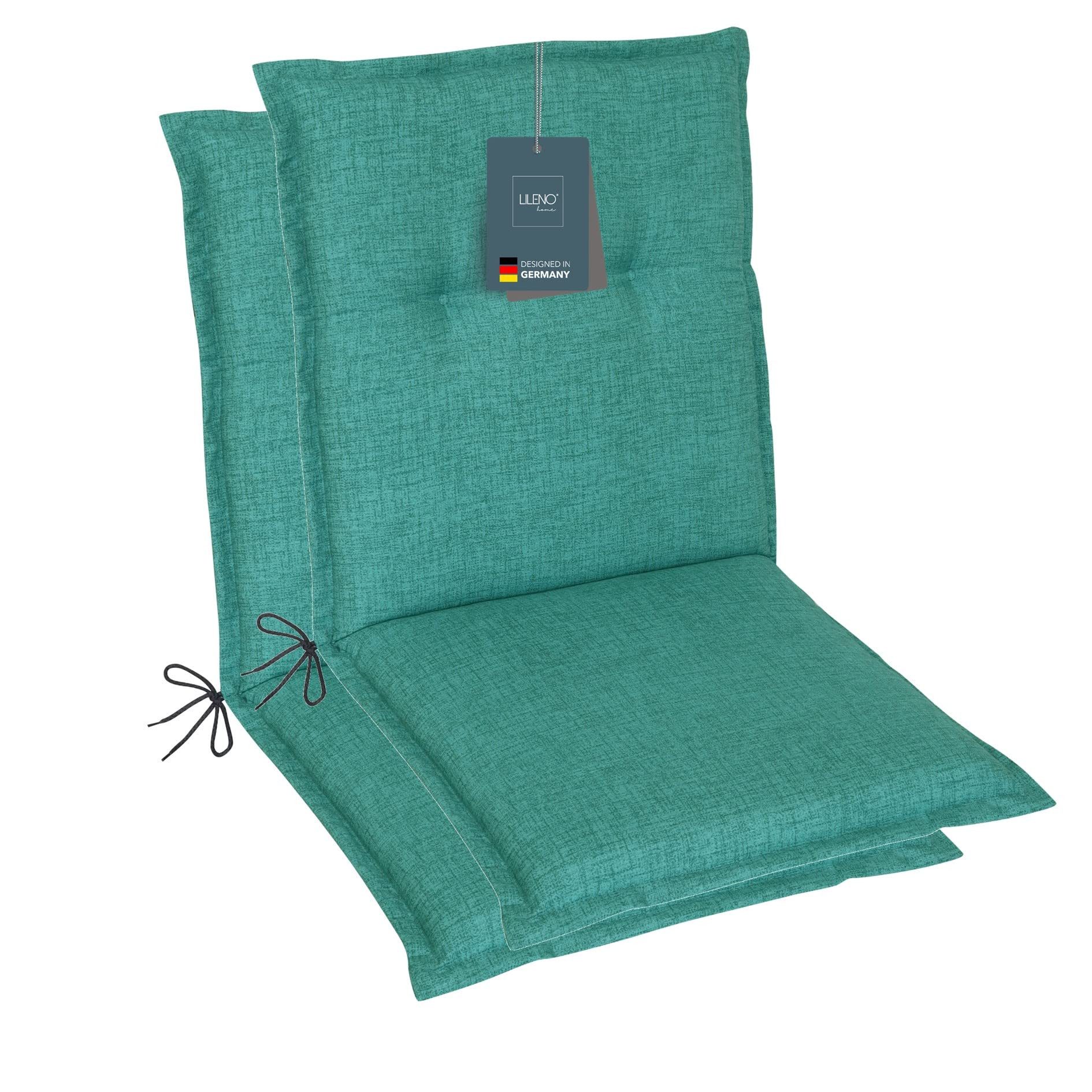 LILENO HOME Polsterauflage Niedriglehner, bequeme Sitzauflage für Gartenstühle, Stuhlkissen, (2 St., 2er Set), Gartenstuhl Auflage Türkisgrün, Sitzpolster waschbar