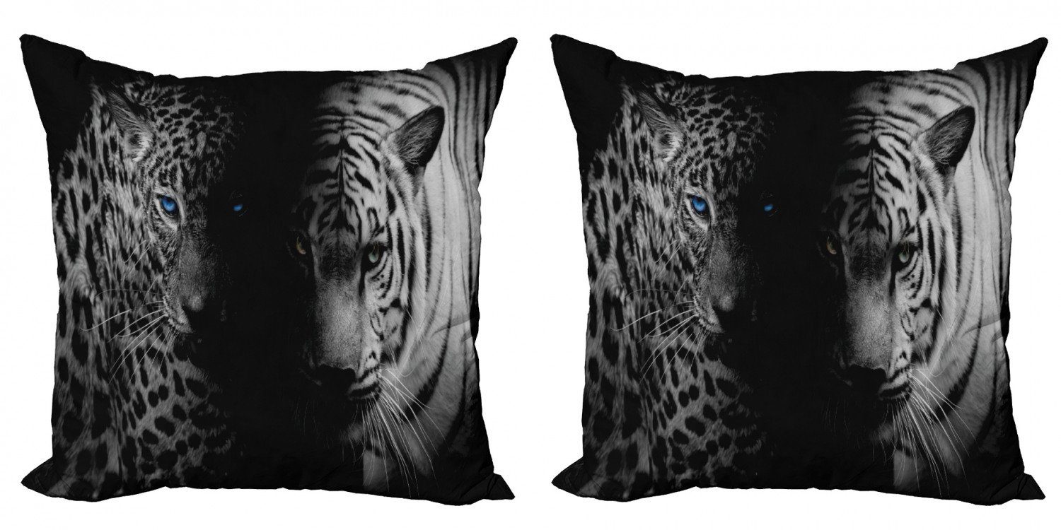weiß Stück), Kissenbezüge (2 und Leoparden Modern Abakuhaus wilder Doppelseitiger Accent Digitaldruck, Schwarz