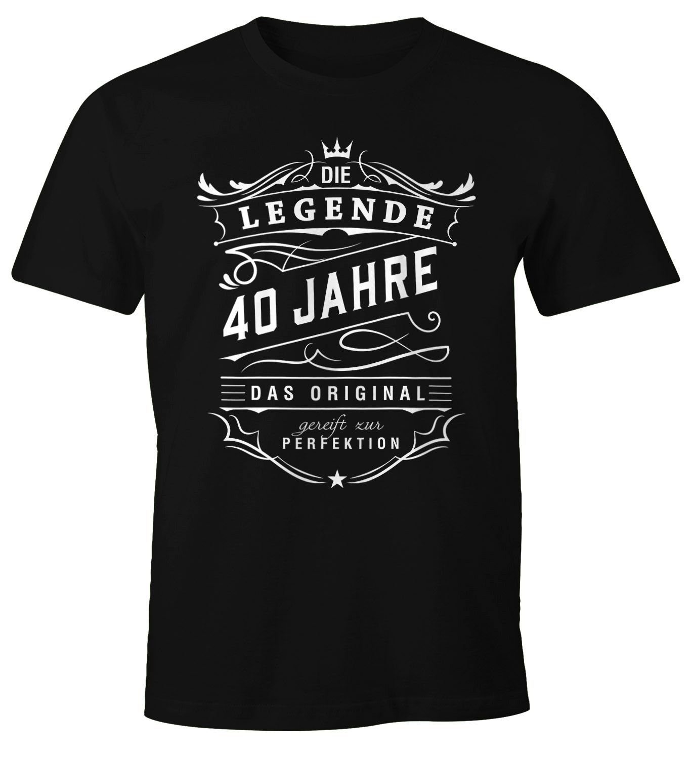Print-Shirt mit Geschenk MoonWorks T-Shirt Print Jahre Legende 30-80 Moonworks® schwarz Die Geburtstag Herren 40