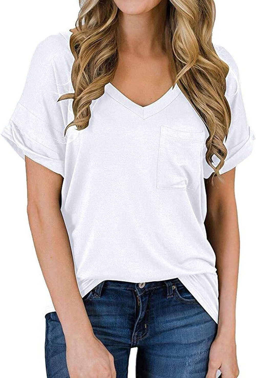 BlauWave Hemdbluse Womens Classic Shirt Kurzarm T-Shirt mit V-Ausschnitt (Set, 1-tlg., Damen T-Shirt) Holiday Tops