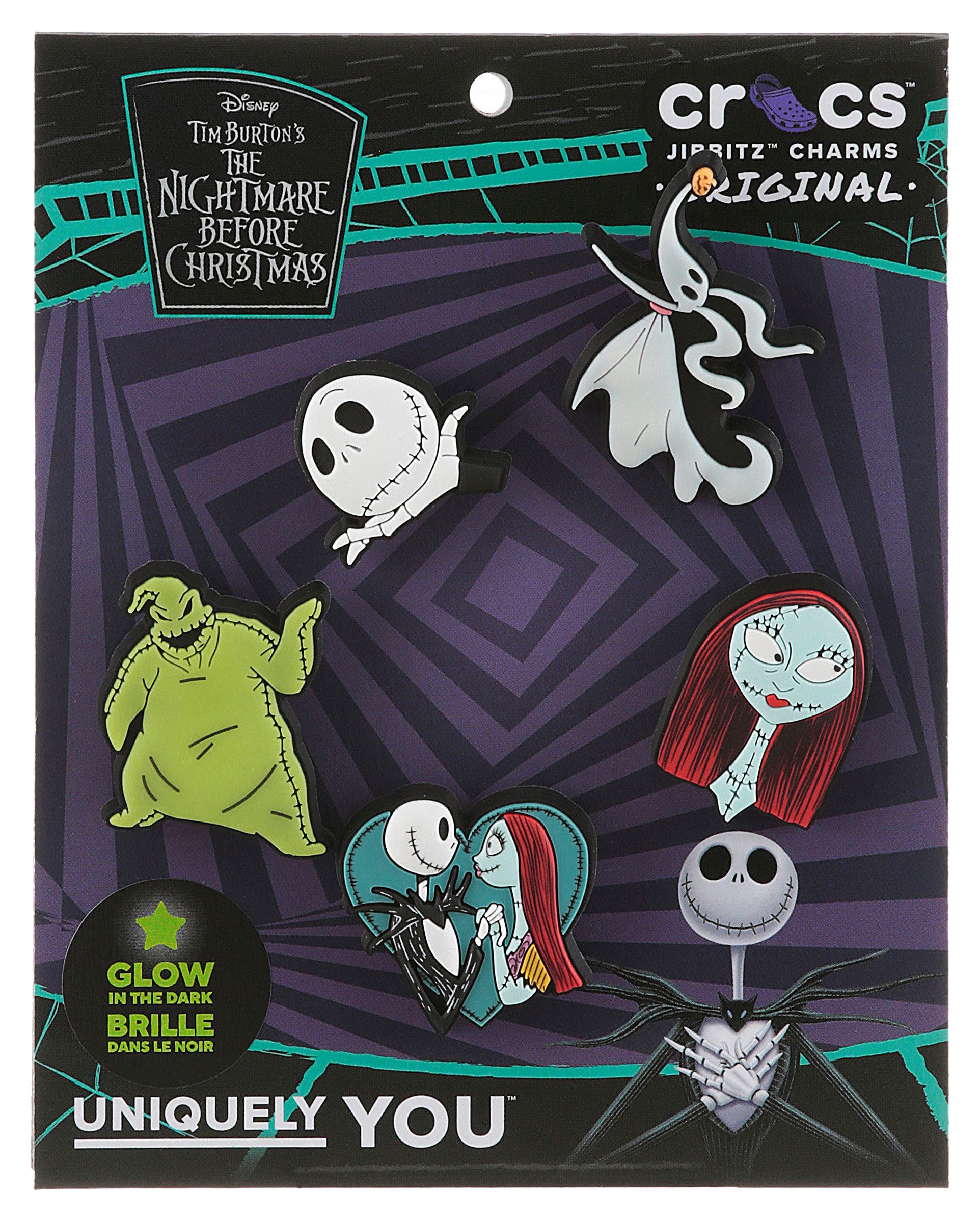 Crocs Schuhanstecker Jibbitz™ Nightmare before Christmas (Set, 5-tlg., Kein Spielzeug. Nicht für Kinder unter 3 Jahren geeignet), Charms mit ikonischen Weihnachtsmotiven "Nightmare before Xmas"