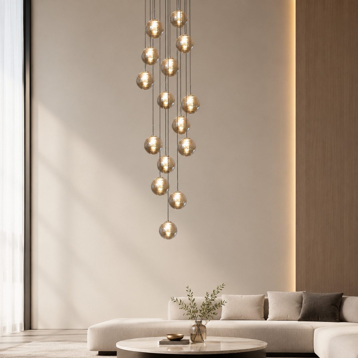 Nettlife Pendelleuchte Glas Rauchgrau 1/3/4/6/10/15 Flammig Modern Esstischlampe G9, LED wechselbar, Warmweiß, Hängelampe für Esstisch,Schlafzimmer,Esszimmer,Bar,Nachttisch