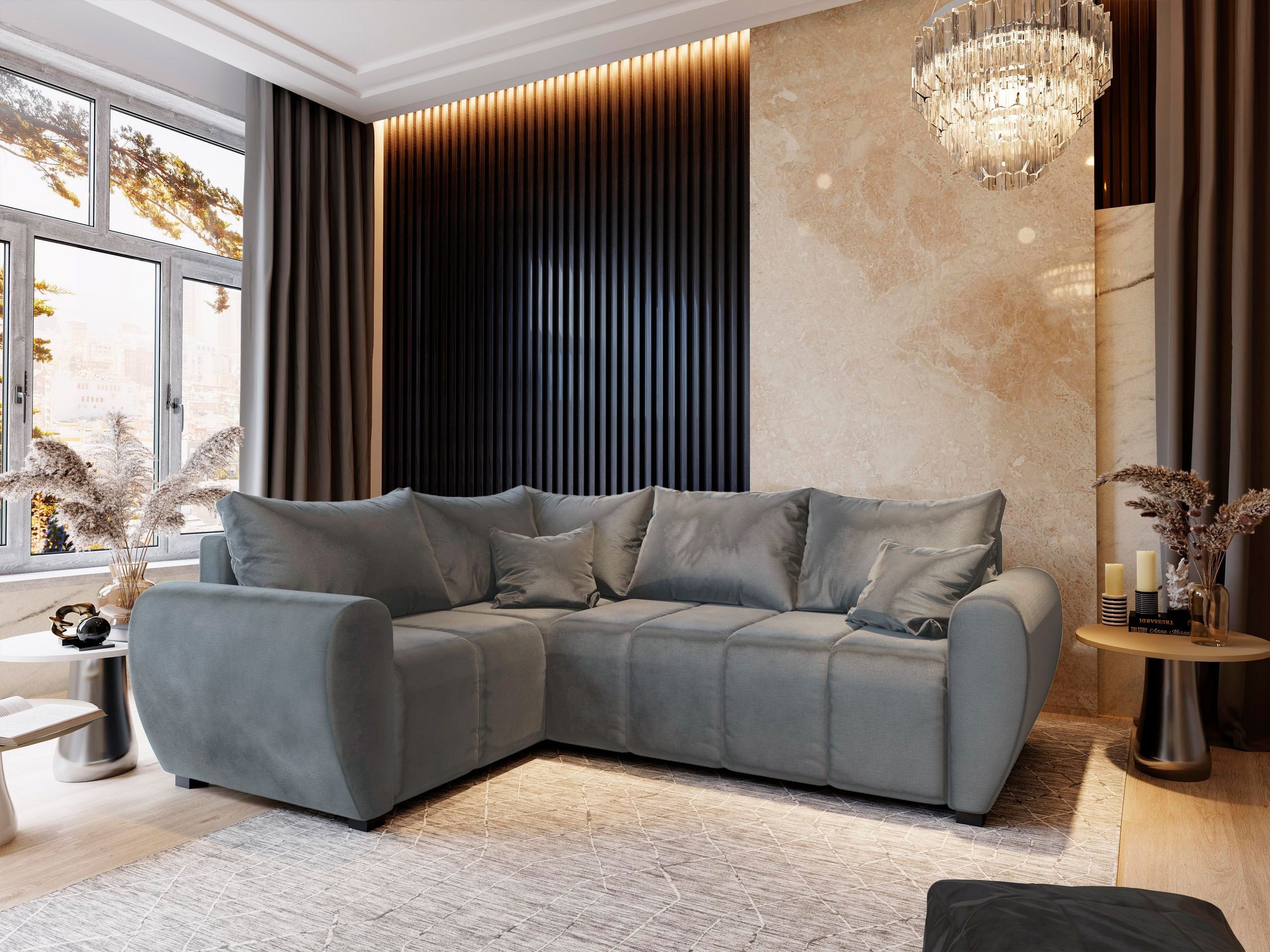 Masseno Ecksofa MADISON mit Schlaffunktion L-Form, Sofa mit Bettkasten