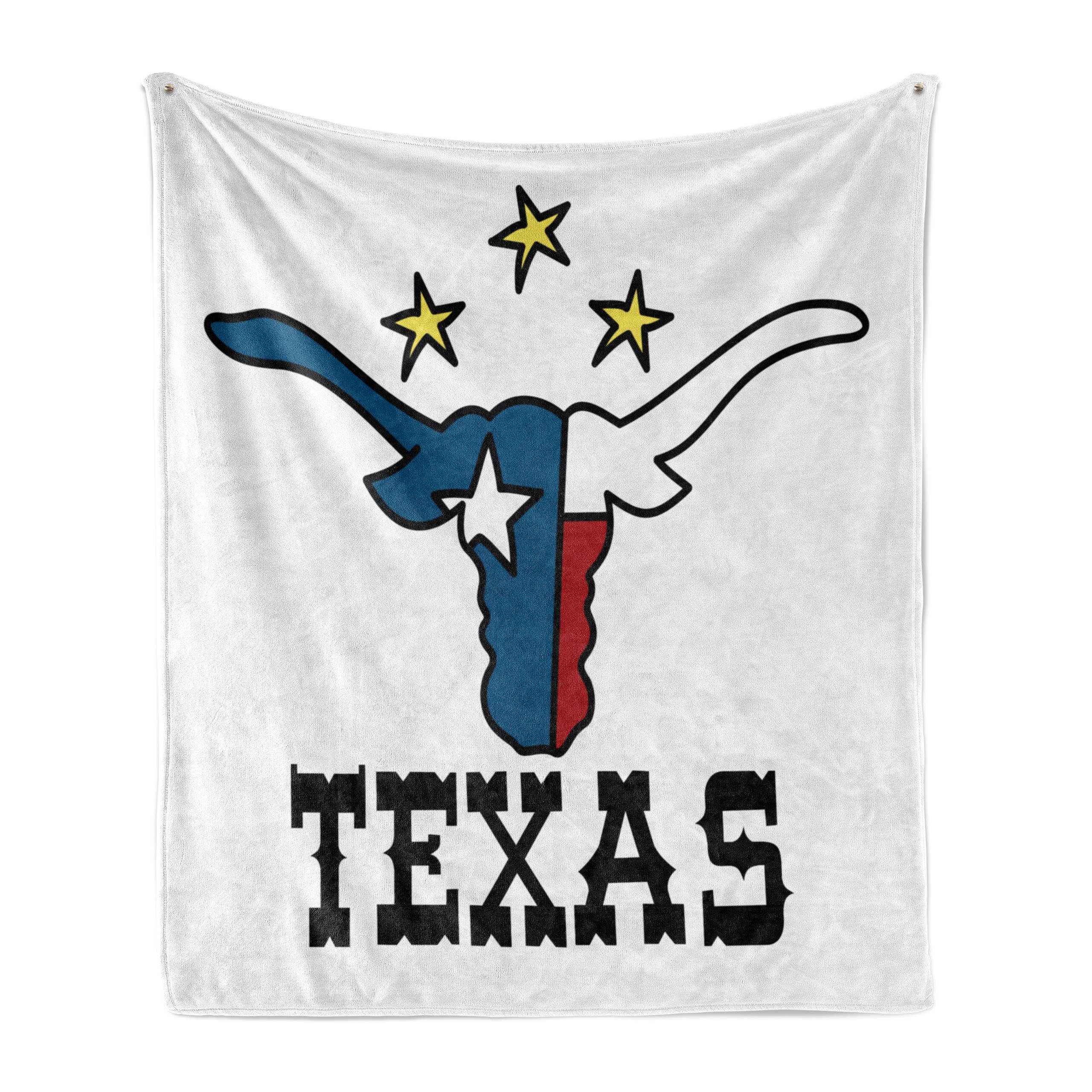 Wohndecke Gemütlicher Plüsch für den Innen- und Außenbereich, Abakuhaus, Texas Star Büffel-Kopf-Flagge