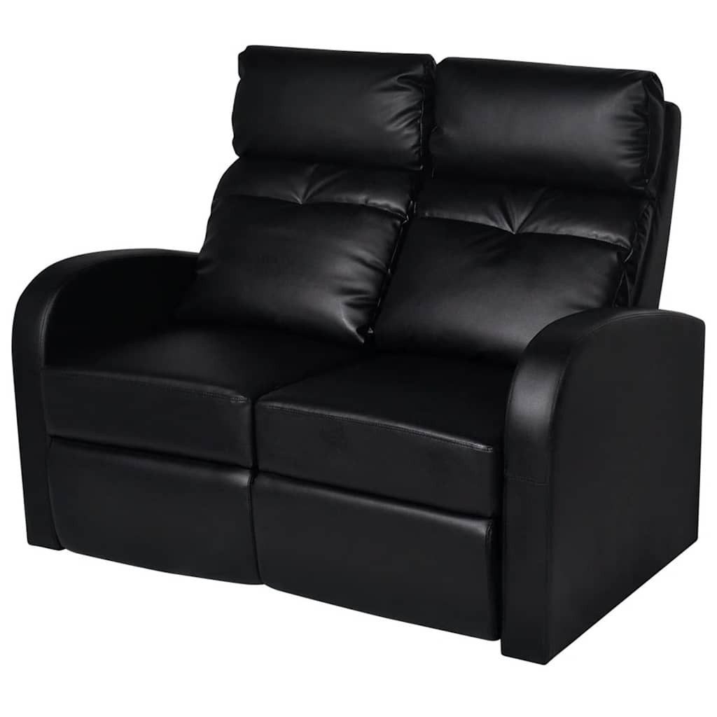 vidaXL Sessel Relaxsessel 2-Sitzer Kunstleder Schwarz (1-St)