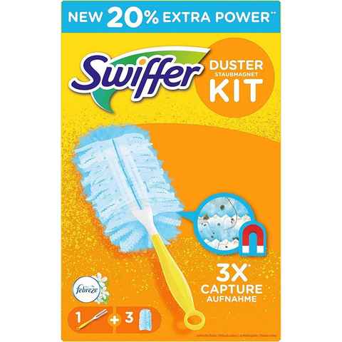 Swiffer Staubwedel Swiffer DUSTER Staubmagnet Stauwischer entferner mit Febreze Frische, Staubwedel + 3 Tücher