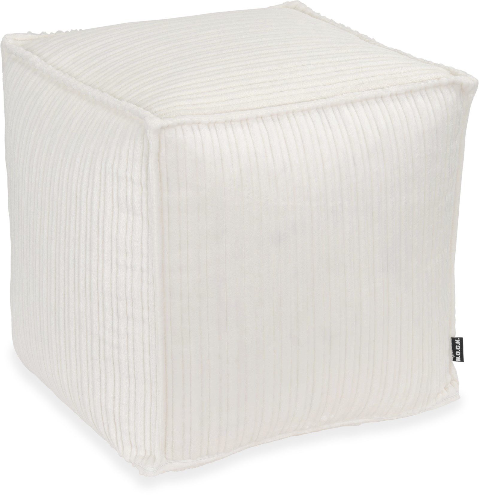 H.O.C.K. Sitzhocker H.O.C.K. Precious Cord Bean Cube Hocker eckig Pouf 40x40x40cm weiß, Hocker, Barhocker & Sitzhocker, Schminktischhocker, Wohnzimmer Hocker