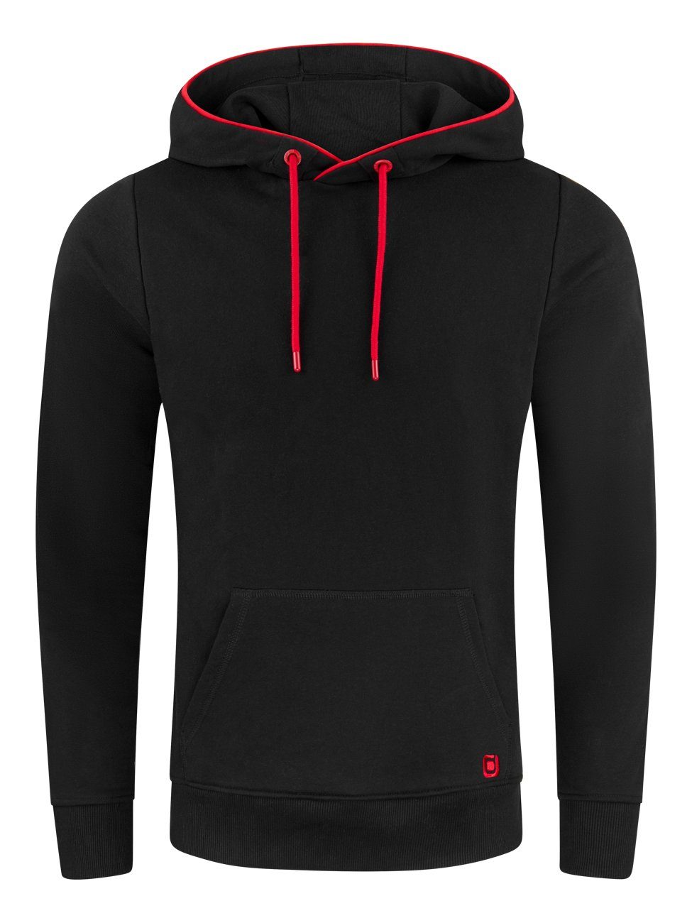 riverso Kapuzenpullover Herren Hoodie RIVSandro Regular Fit Longsleeve Sweatshirt mit Cross-Over-Kragen und Kängurutasche