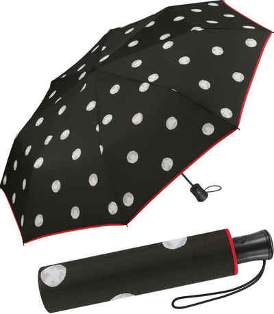 HAPPY RAIN Langregenschirm schöner Damen-Regenschirm mit Auf-Automatik, bedruckt mit stilvollen weißen Punkten