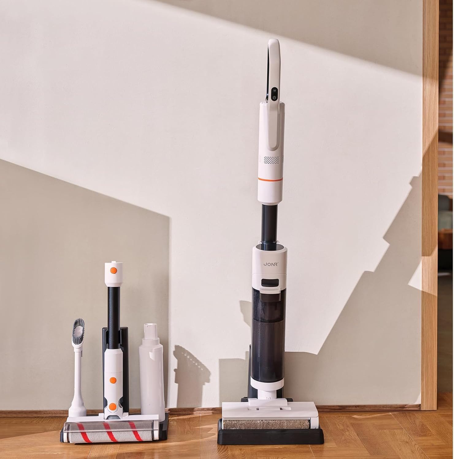JONR Nass-Trocken-Akkusauger ED20 PRO 4-in-1 Nass Trocken Komplett-Staubsauger, 17000 Pa, Selbstreinigung und automatische Trocknung mit einem klick,Intelligente Spracherinnerung, 180° Flachlegen-Funktion