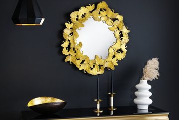 riess-ambiente Wandspiegel GINKGO LEAFS L 70cm gold (1-St), Wohnzimmer · Metall · rund · Dekoration · mit Rahmen · Handmade